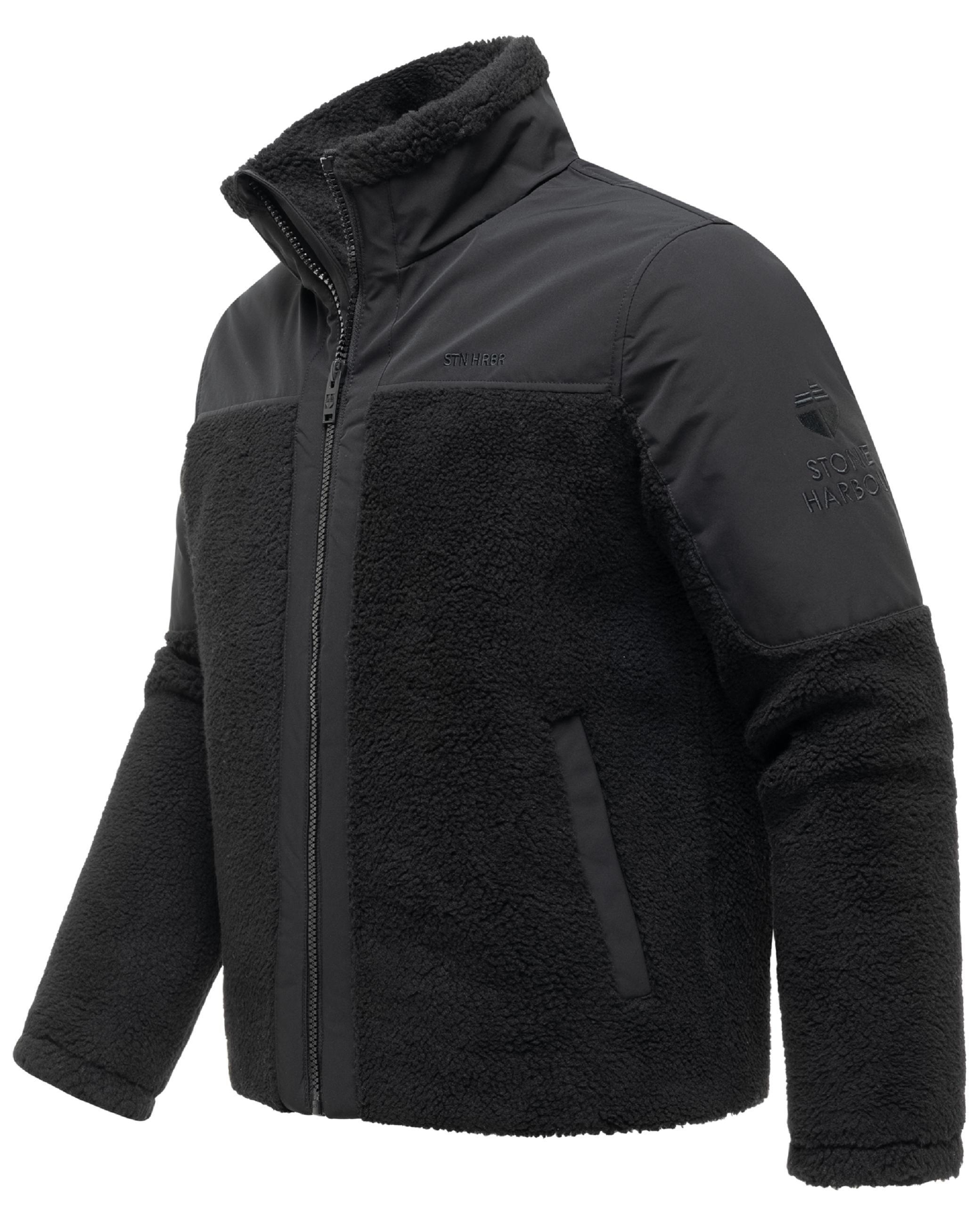Stone Harbour Plüschjacke »Plüschjacke Riveen XX« ohne Kapuze Warme Winterjacke mit Teddyfleece Materialmix