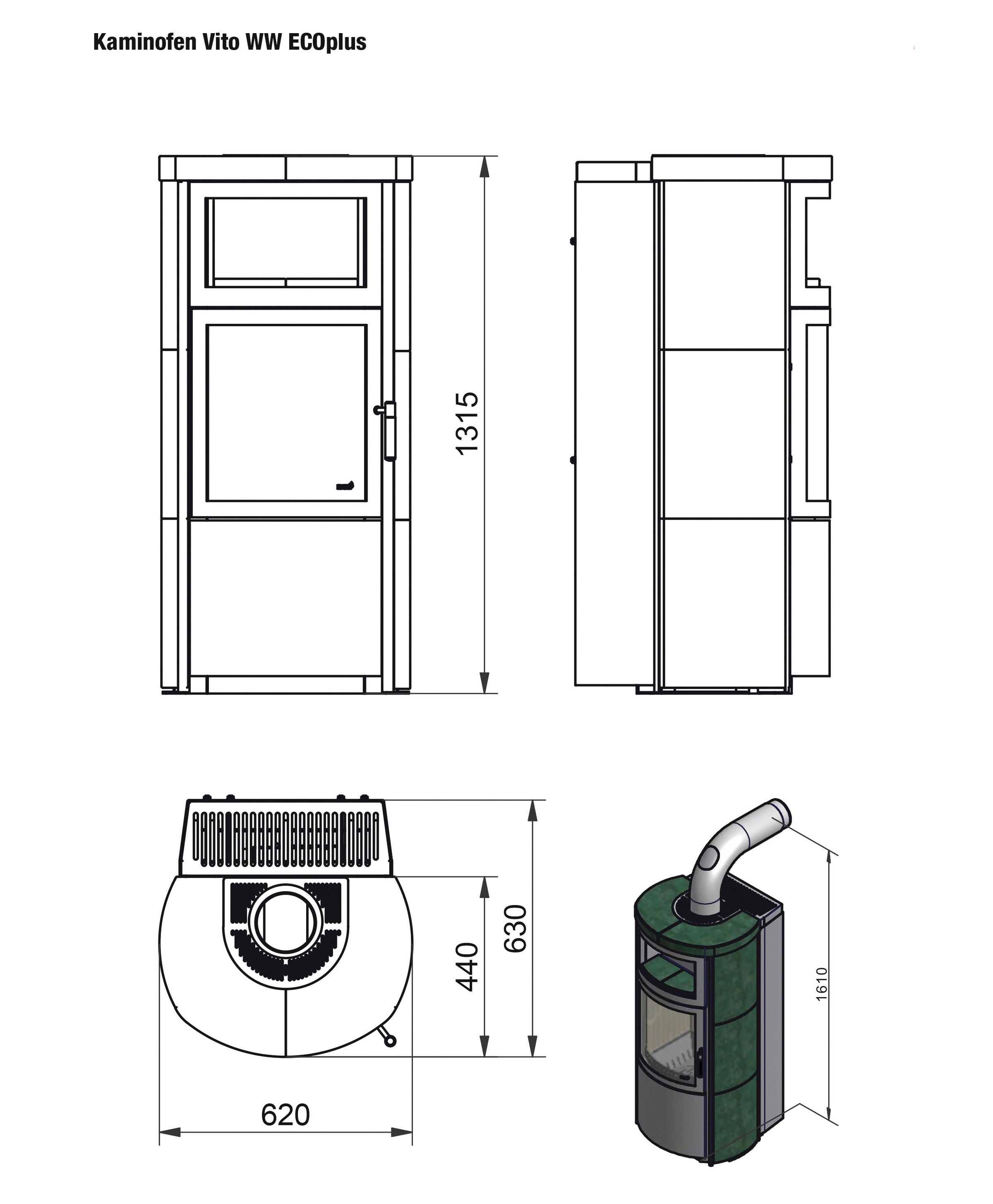 HARK Kaminofen »»Vito WW GT ECOplus 8,4 KW««, creme-weiss