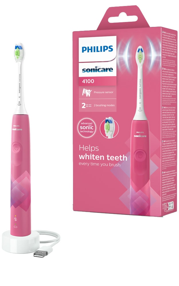 Philips Sonicare Elektrische Zahnbürste »Series 4100 HX3689« 1 Stk. Aufsteckbürsten mit integriertem Drücksensor und 2 Intensitätsstufen, inkl....