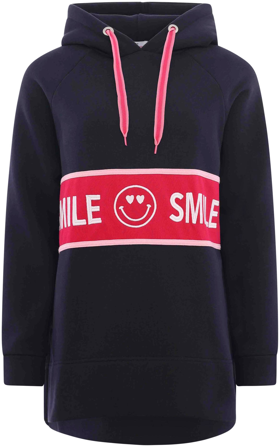 Zwillingsherz Sweatshirt, mit Kapuze, "Smile"-Print und Neonbändern