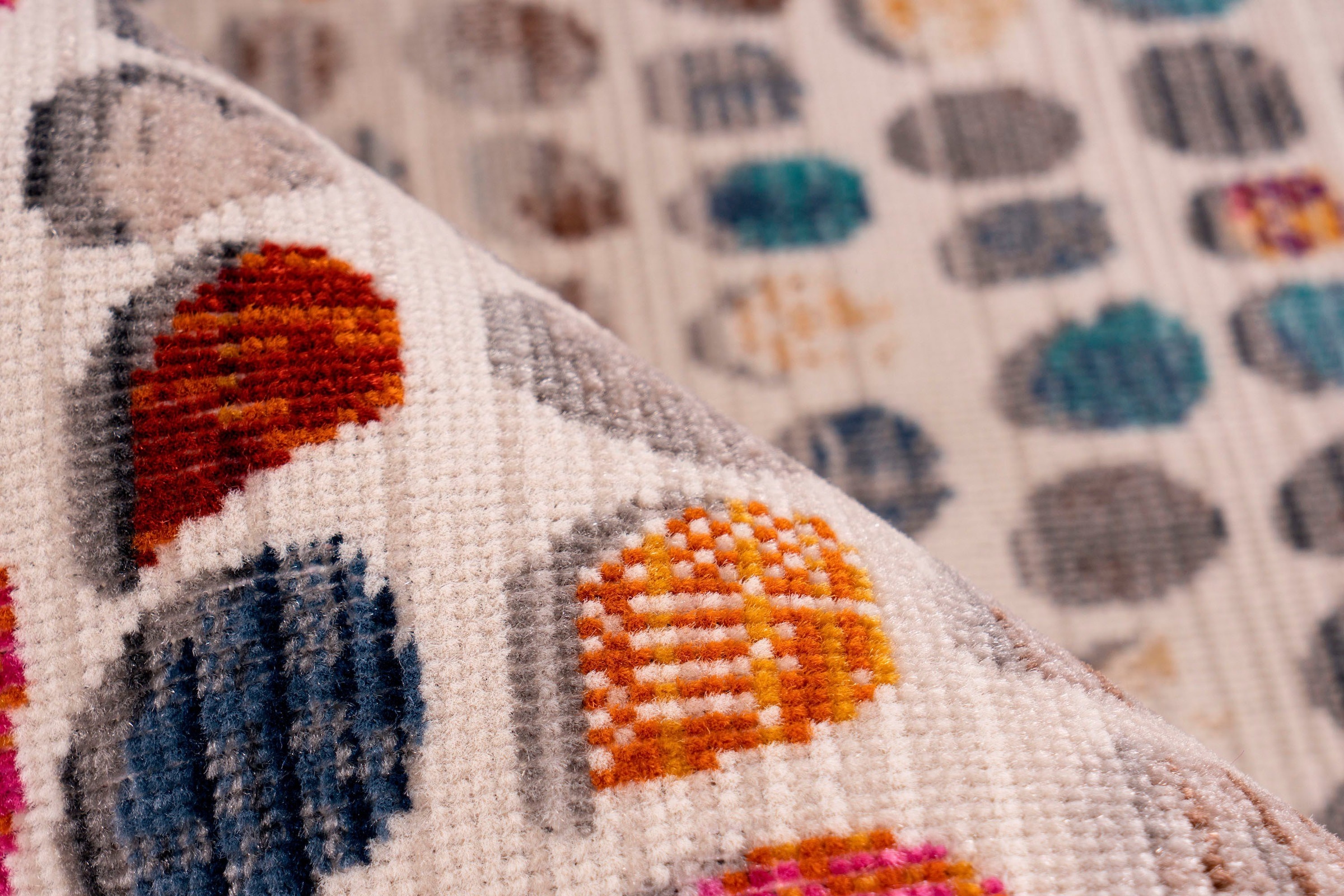 Home affaire Teppich »Benji«, rechteckig, 5 mm Höhe, farbenfrohes Mosaik-Muster, Kurzflor, mit Fransen
