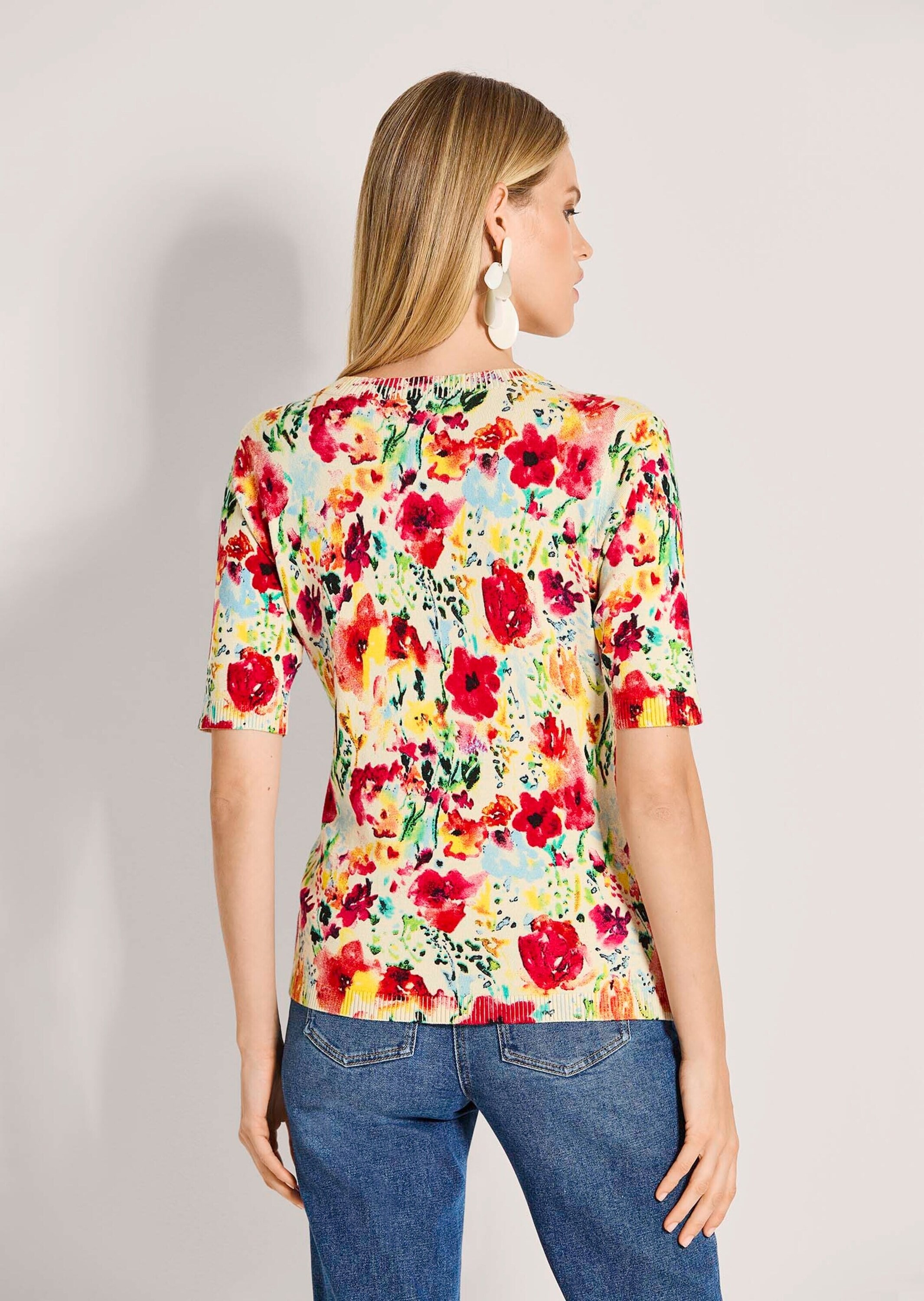 MADELEINE Longpullover »Viskosepullover Druckpullover mit floralem Muster«