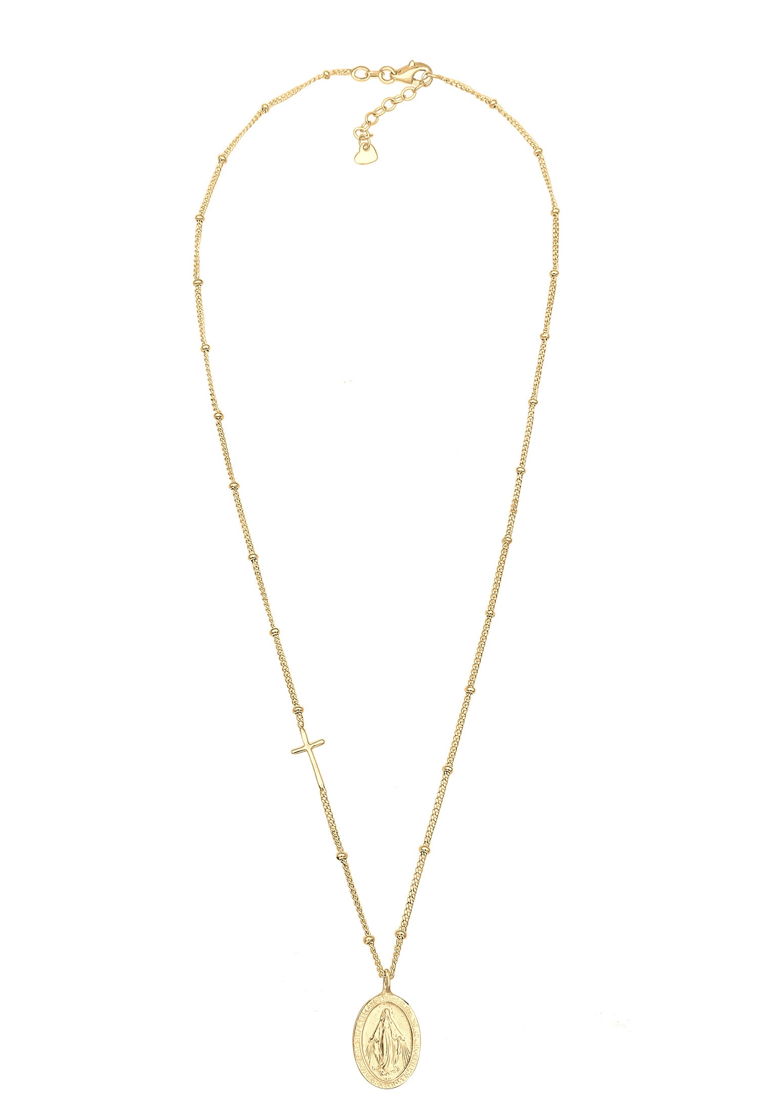 Elli Kette mit Anhänger »Halskette Kugelkette Kreuz Marienbild 925 Sterling Silber«