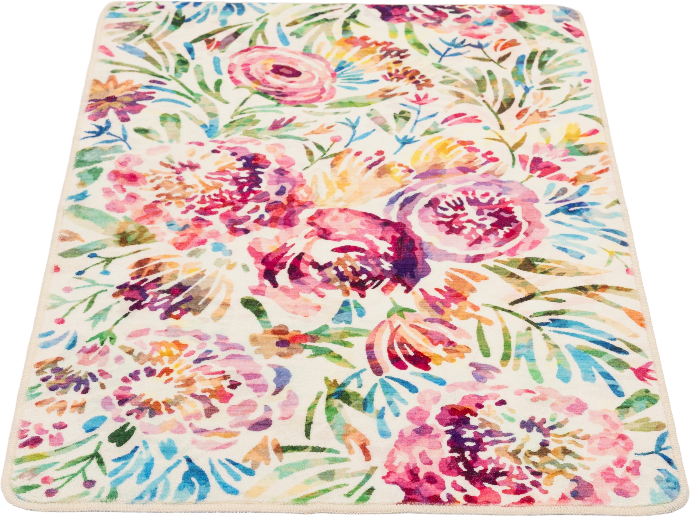 Gino Falcone Badematte »Aquata GF-158, Badvorleger, Badezimmer Teppich« Höhe 7 mm rutschhemmend beschichtet fußbodenheizungsgeeignet Badteppich, bedruckt, Blumen Design, rechteckig