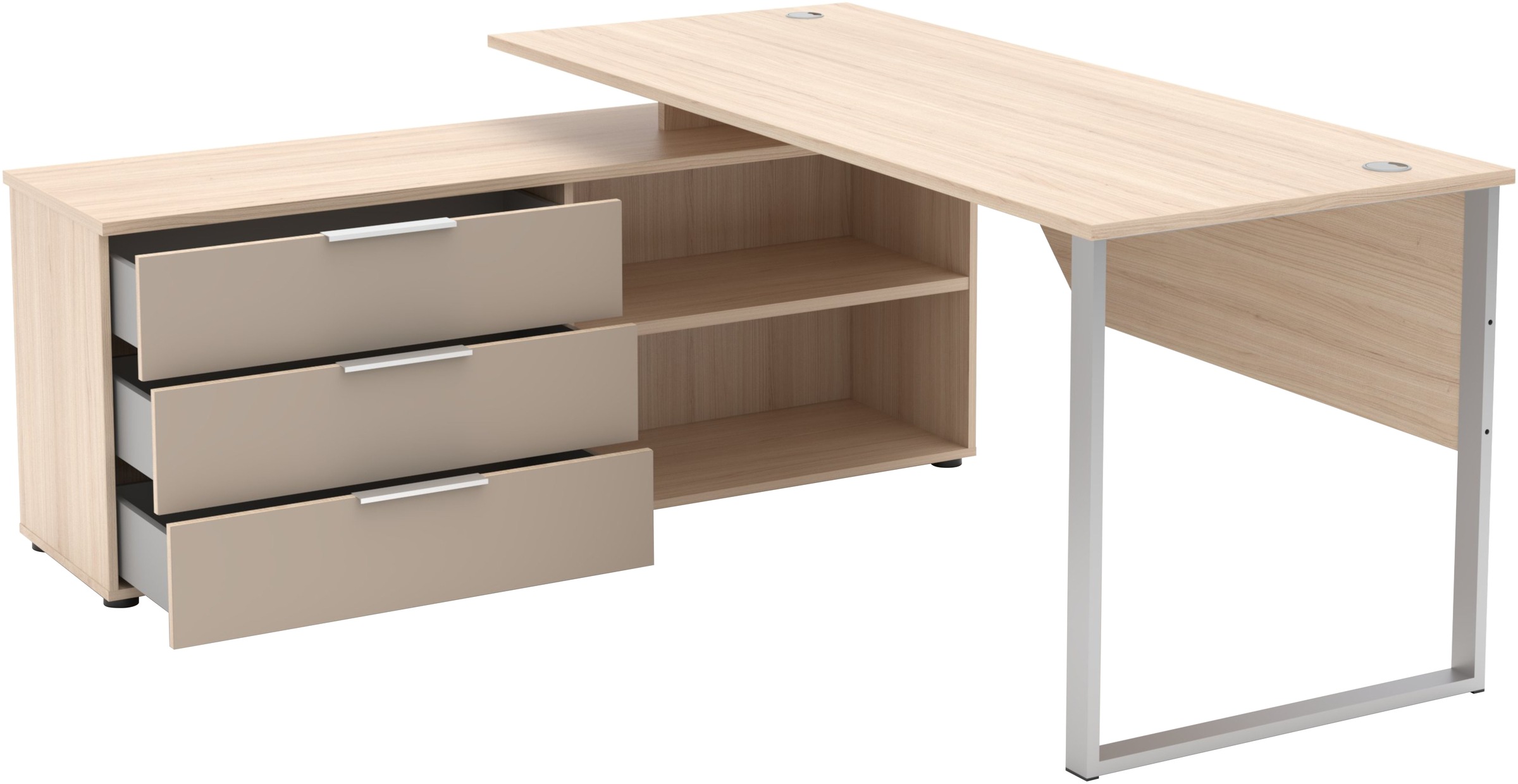 Innostyle Schreibtisch »Schreibtisch Santorin, 180/77/160 cm ( B/H/T)« 1 Stk. tlg. Tischplatten: kratzfest und wasserfest, 3 Schubladen, 2 Fächer