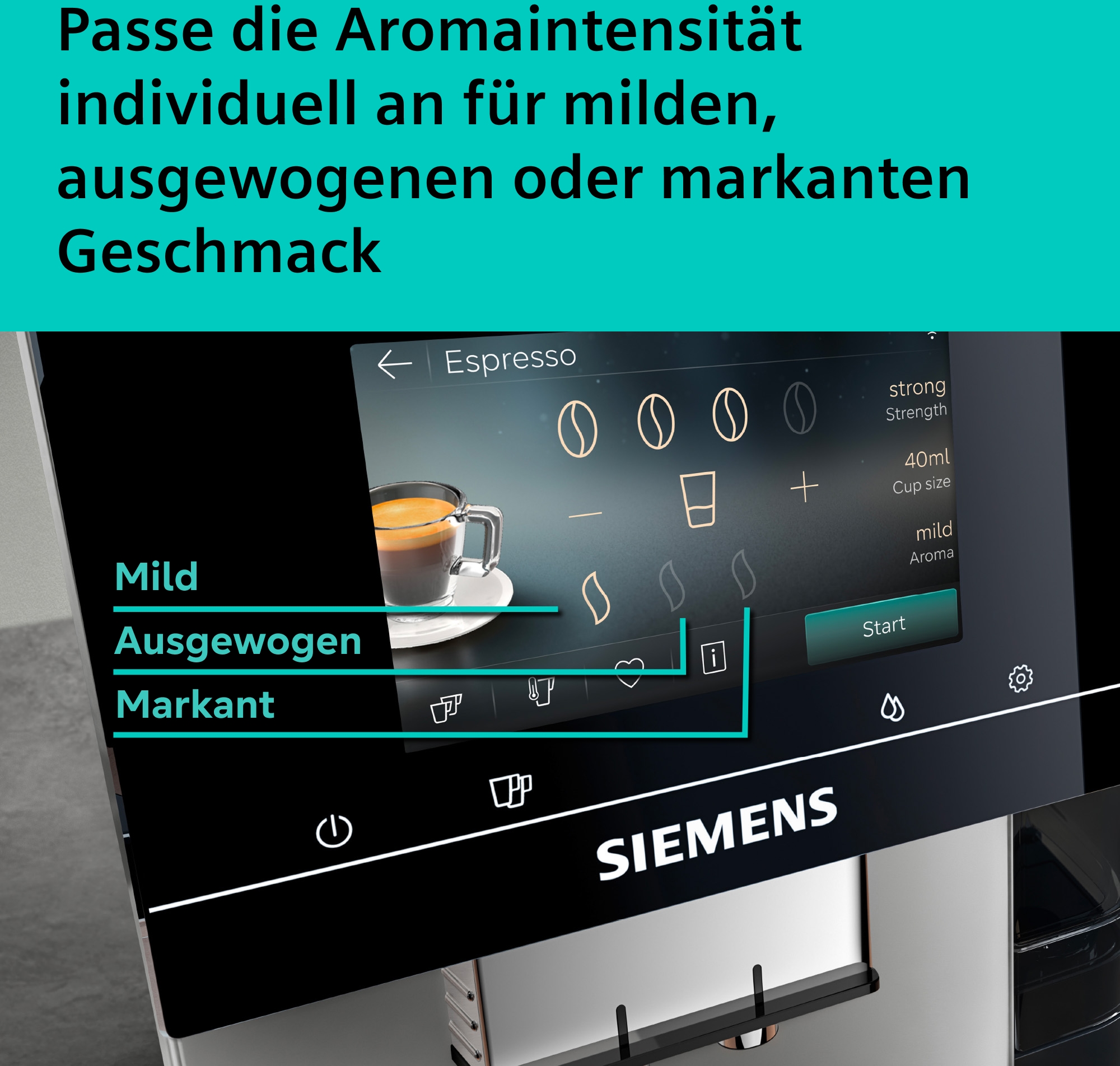 SIEMENS Kaffeevollautomat »TP725ET7« farbiges Full-Touch-Display, Doppeltassenfunktion, sehr leise, silber