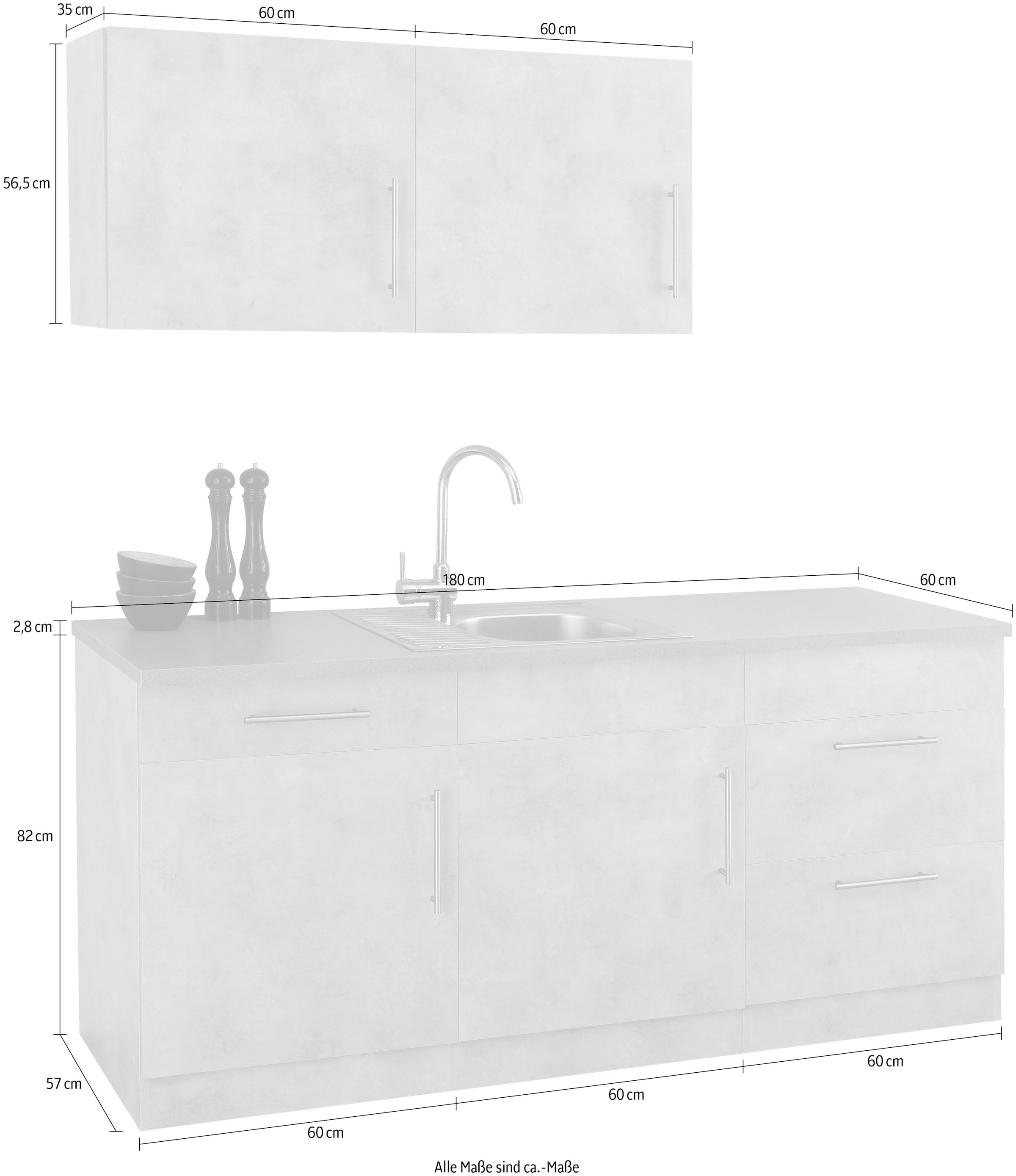 wiho Küchen Küche »Cali«, wahlweise mit E-Geräten, Breite 180 cm bestellen  bei OTTO