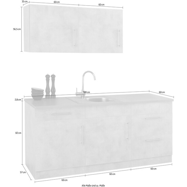wiho Küchen Küche »Cali«, wahlweise mit E-Geräten, Breite 180 cm bestellen  bei OTTO