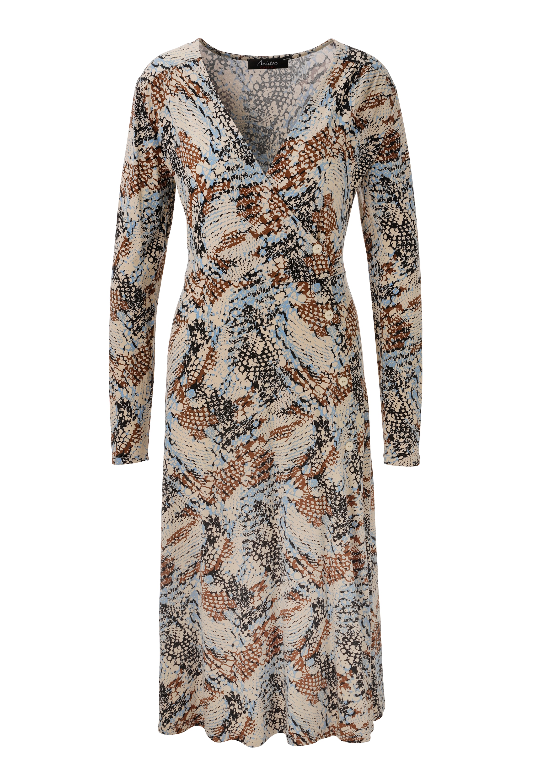 Aniston CASUAL Jerseykleid mit trendfarbenem, grafischen Muster bedruckt - NEUE KOLLEKTION