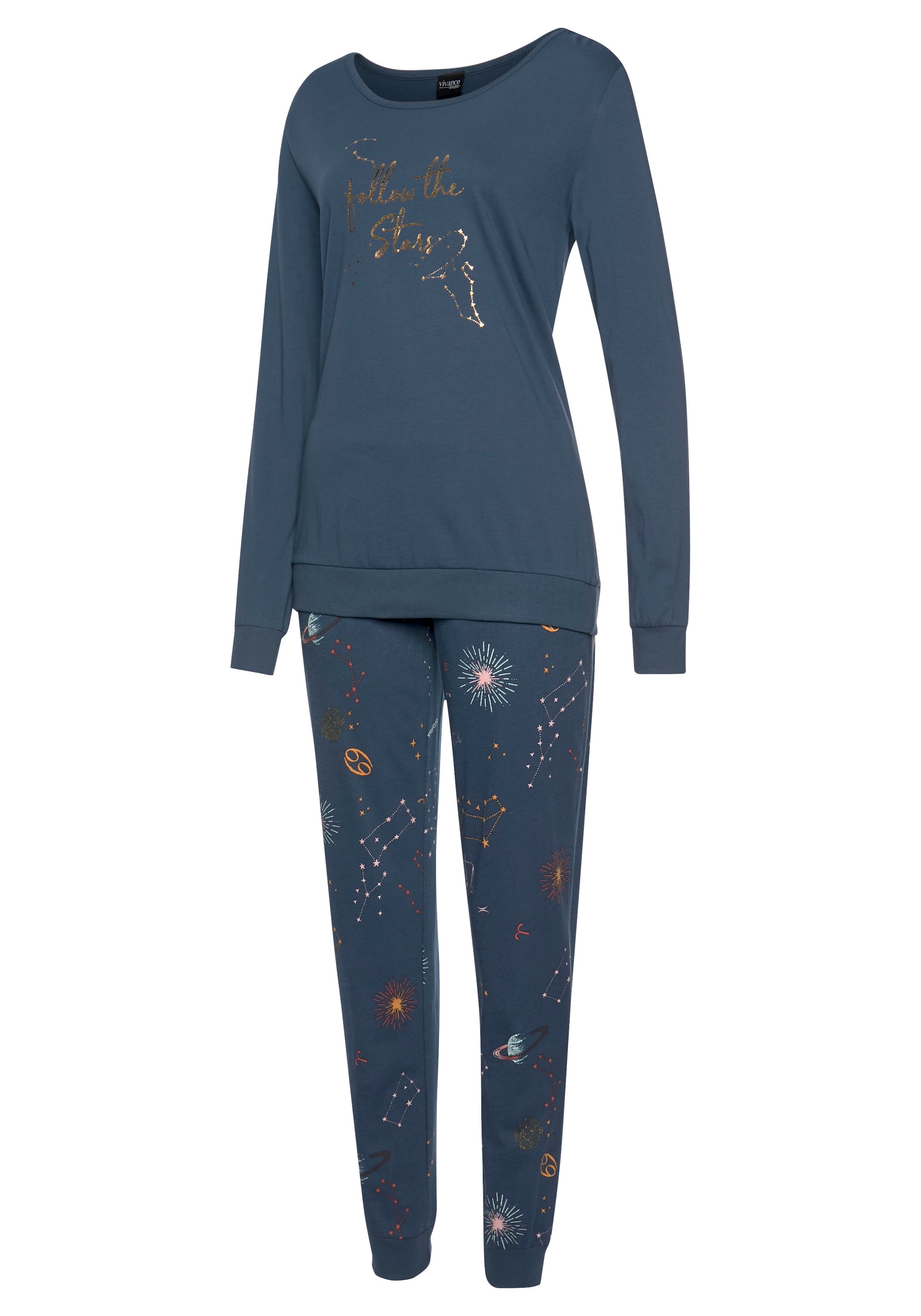 Vivance Dreams Pyjama, (2 tlg.), mit Galaxy-Print