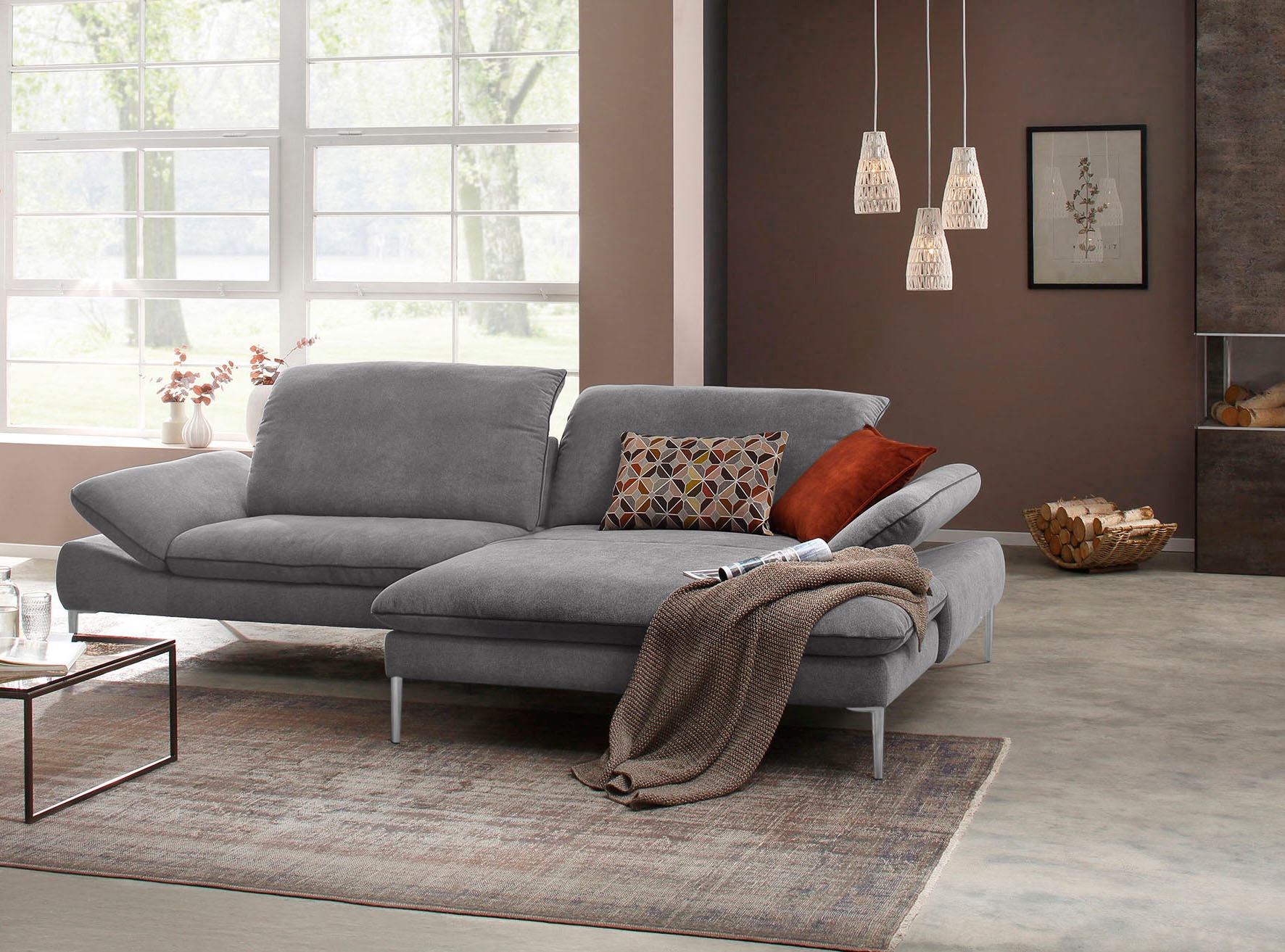 W.SCHILLIG Ecksofa »enjoy&MORE«, mit Sitztiefenverstellung, Füße Chrom glänzend, Breite 294 cm