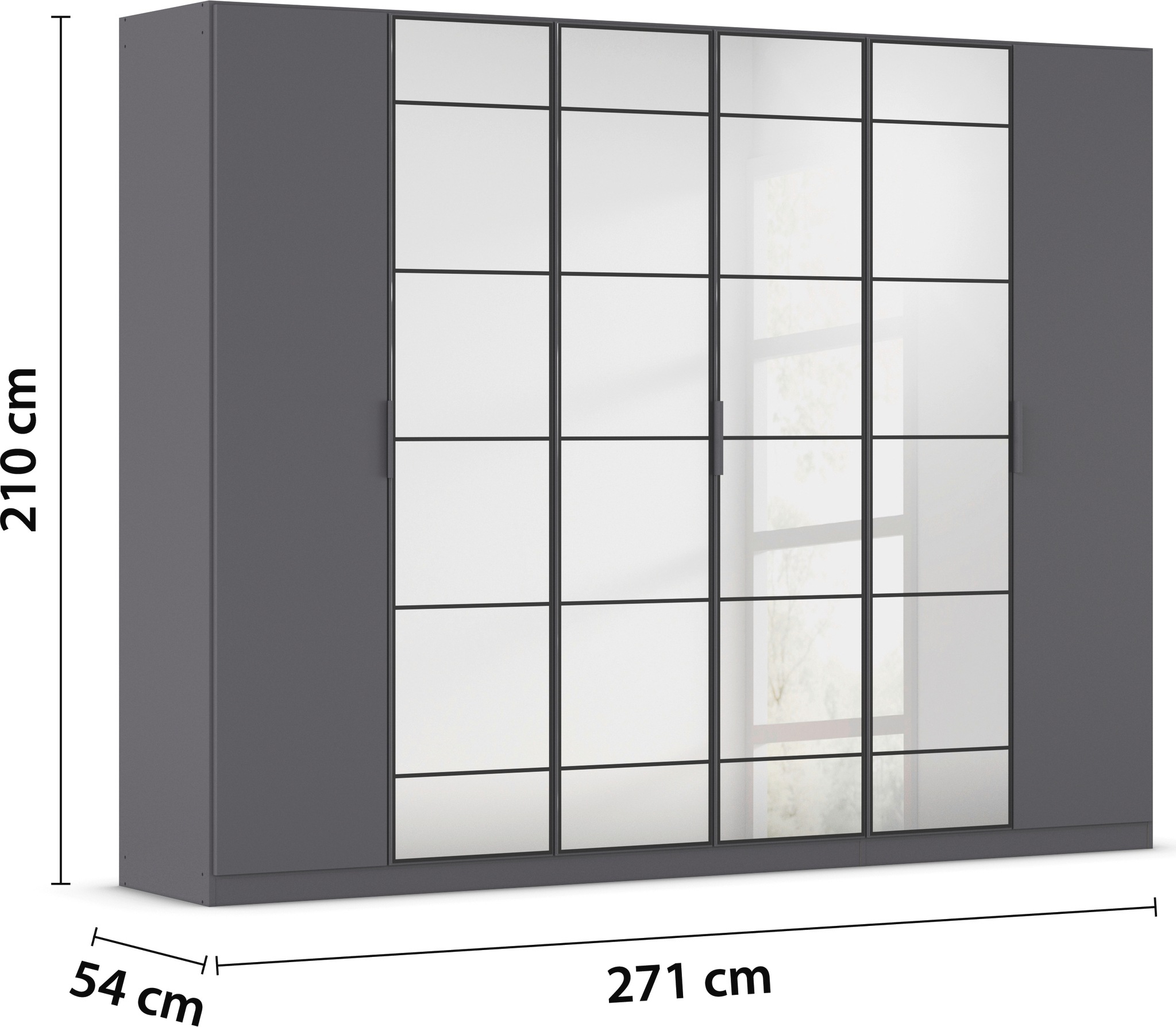 rauch Drehtürenschrank »Kleiderschrank Schrank Garderobe Schlafzimmerschrank ACERO«, Mitteltüren mit Spiegel in moderner Loft-Optik MADE IN GERMANY