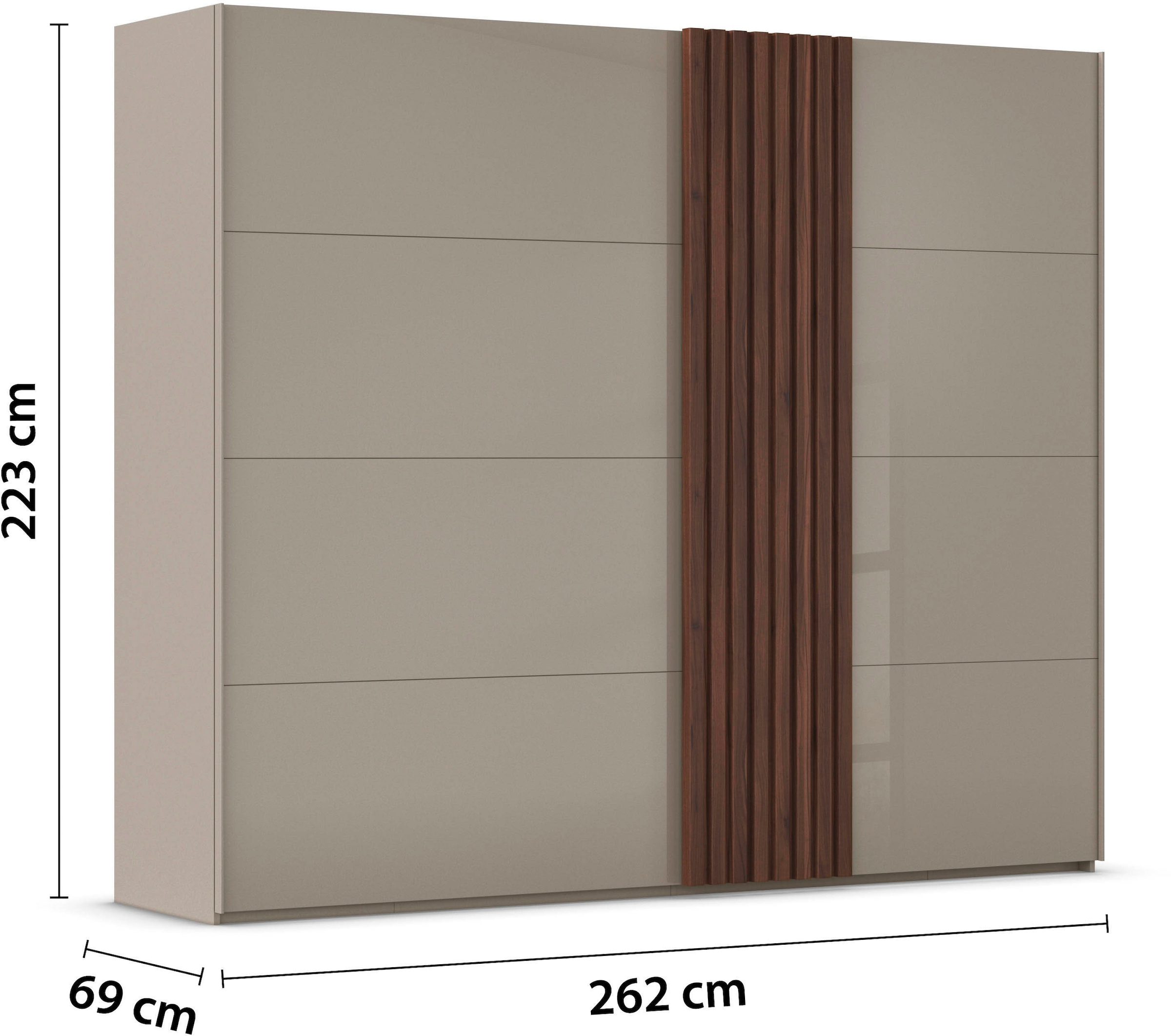 rauch Schwebetürenschrank »Kleiderschrank Schrank Garderobe Wäscheschrank TEGIO« mit hochwertigen Holzdekoraufleistung und Glasfront MADE IN GERMANY