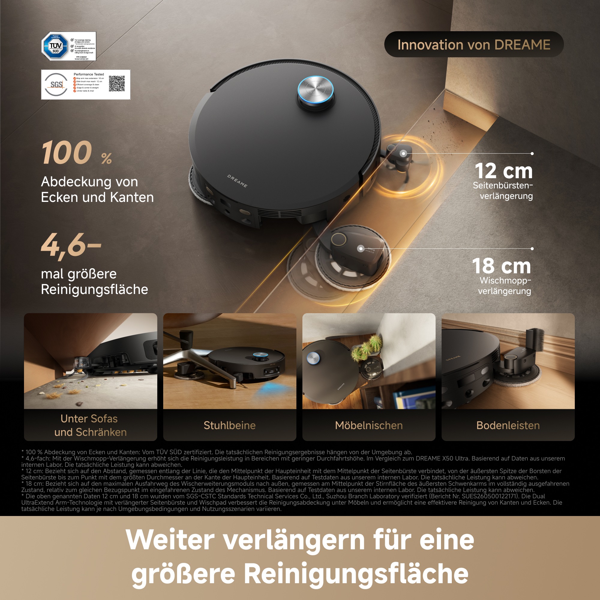 Dreame Saugroboter »X60 Pro Ultra Complete« 42.000 Pa , Multi-Wischmopp, KI-Dual-Kamera