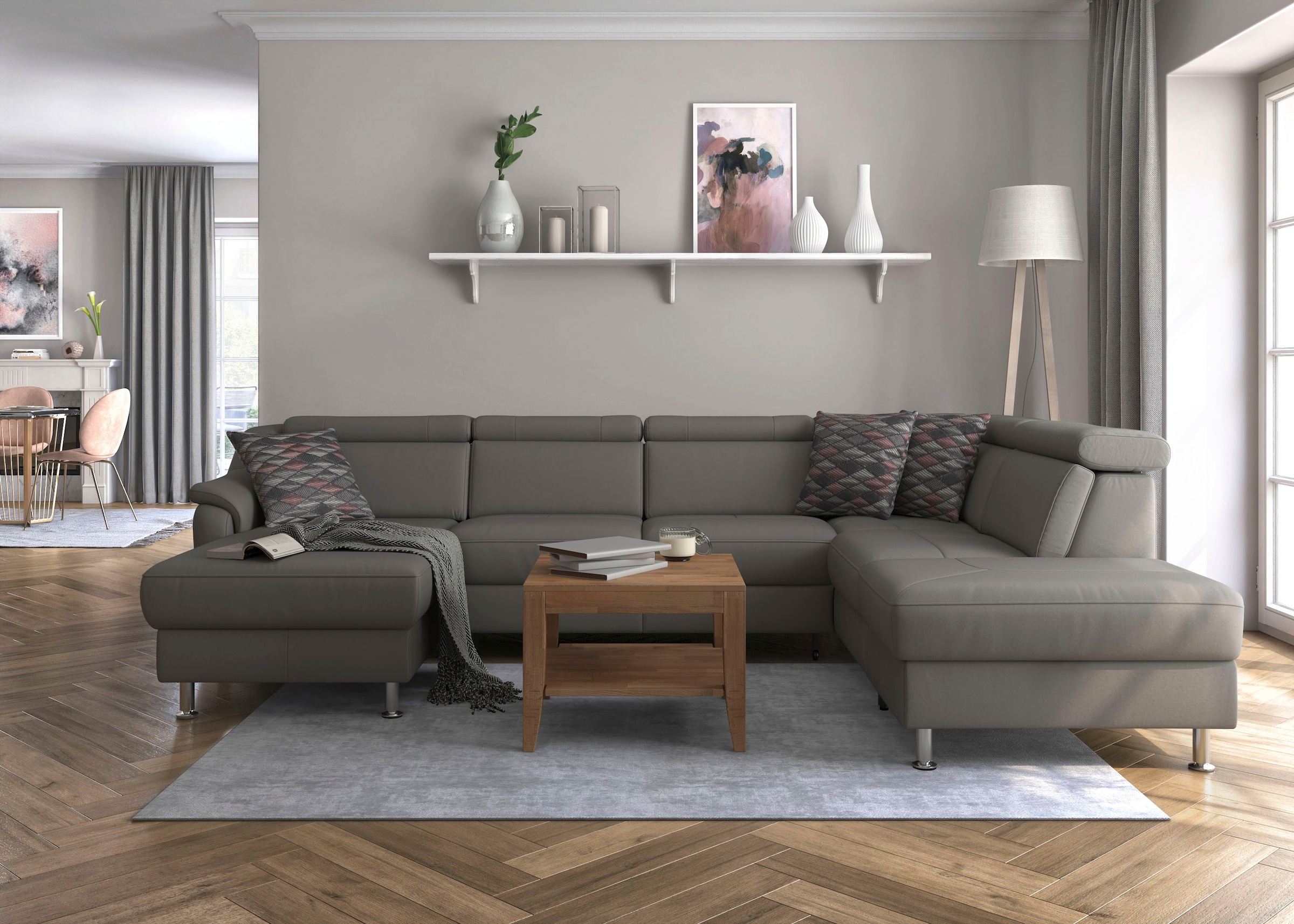 sit&more Wohnlandschaft »Freetown U-Form« Kopfteilverstellung und Federkern, wahlweise mit Bettfunktion