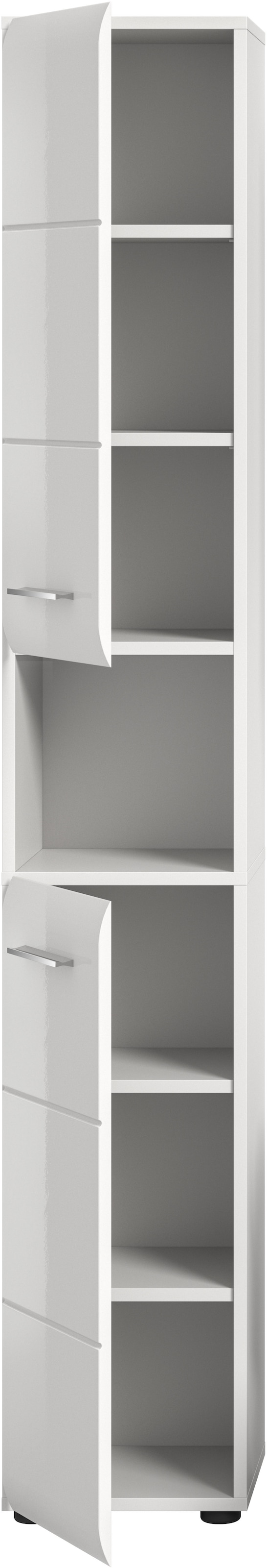 welltime Stauraumschrank 1 Stk. tlg. Florenz, Hochschrank, Weiß Hochglanz Tiefzieh, 185 cm hoch, Bad