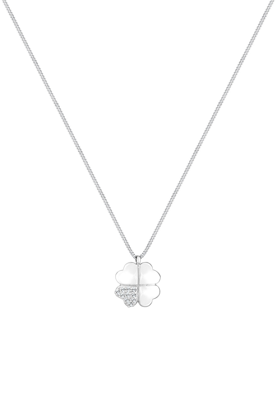 Elli Silberkette »Halskette Kleeblatt Weiß 925 Sterling Silber, mit Kristallen von Swarovski®«