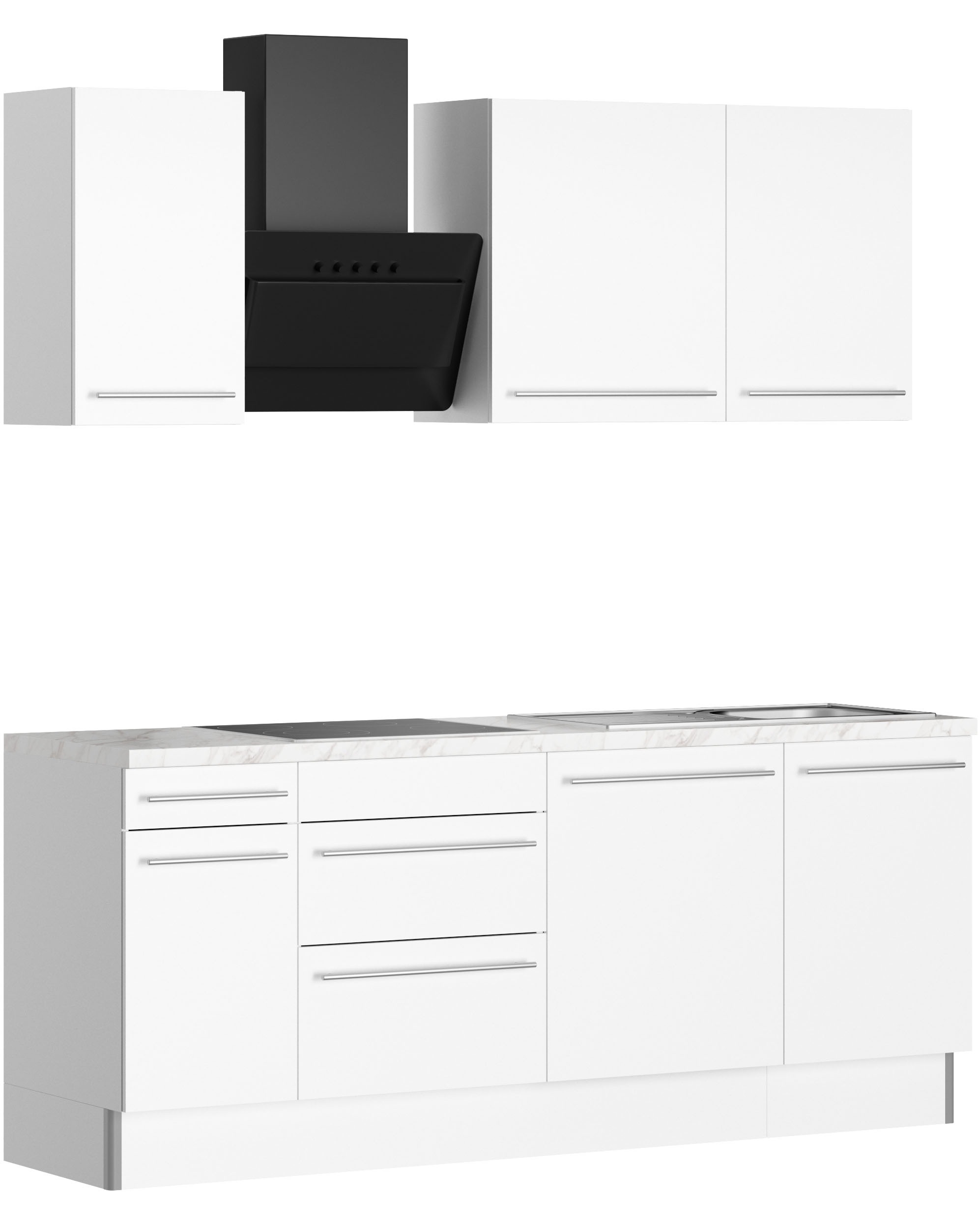 KOCHSTATION Küche »KS-Bern2« Breite 210 cm, wahlweise mit E-Geräten, für autarkes Kochfeld 60 cm