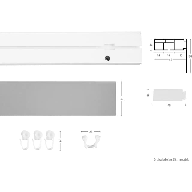 GARESA Gardinenschiene »Kunststoffschiene mit Blende«, 3 läufig-läufig,  Wunschmaßlänge, Deckenmontage, verlängerbar, einfache Montage, schlicht bei  OTTO online