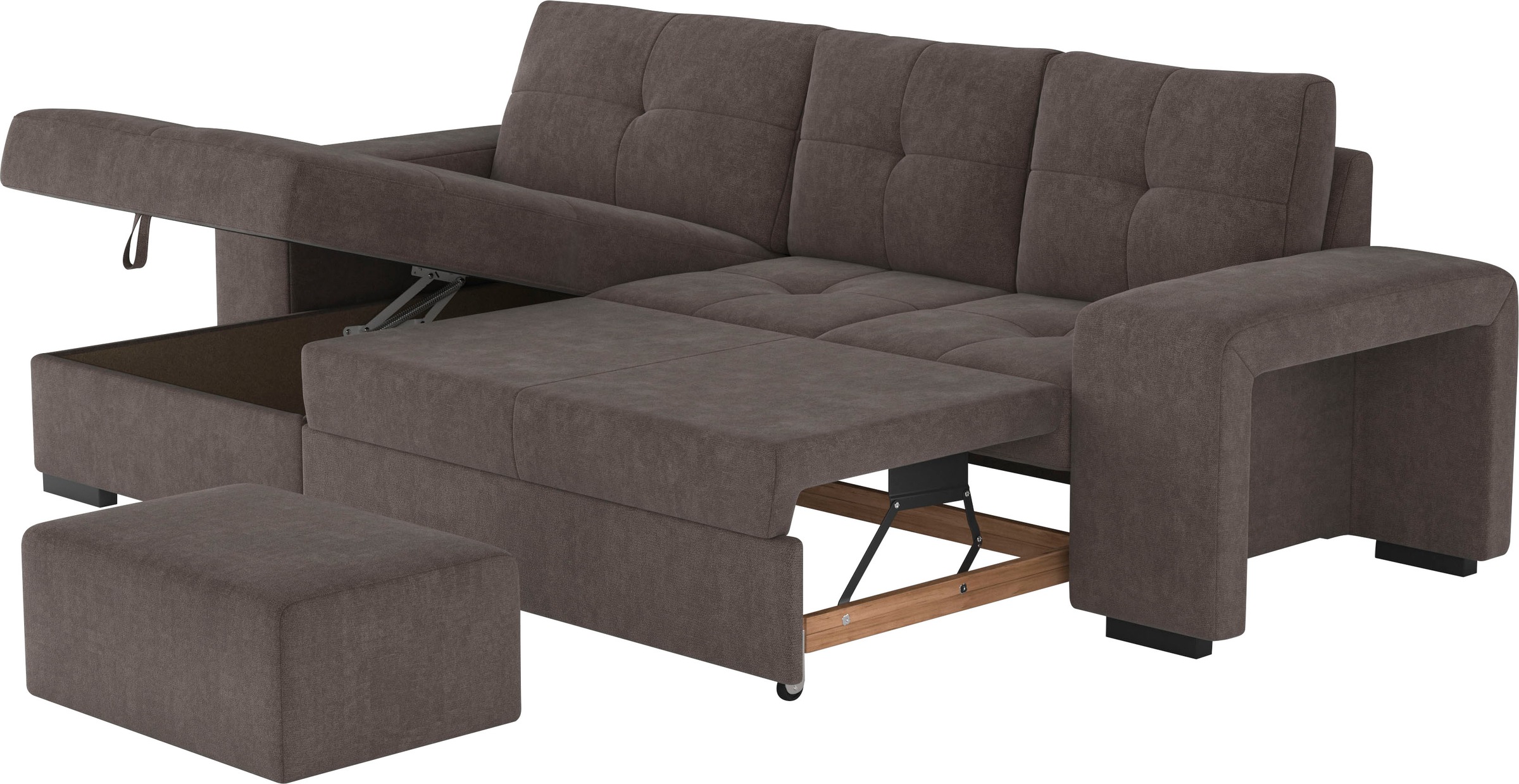 COTTA Ecksofa »Mattina L-Form«, mit Hocker, wahlweise mit Bettfunktion & Bettkasten