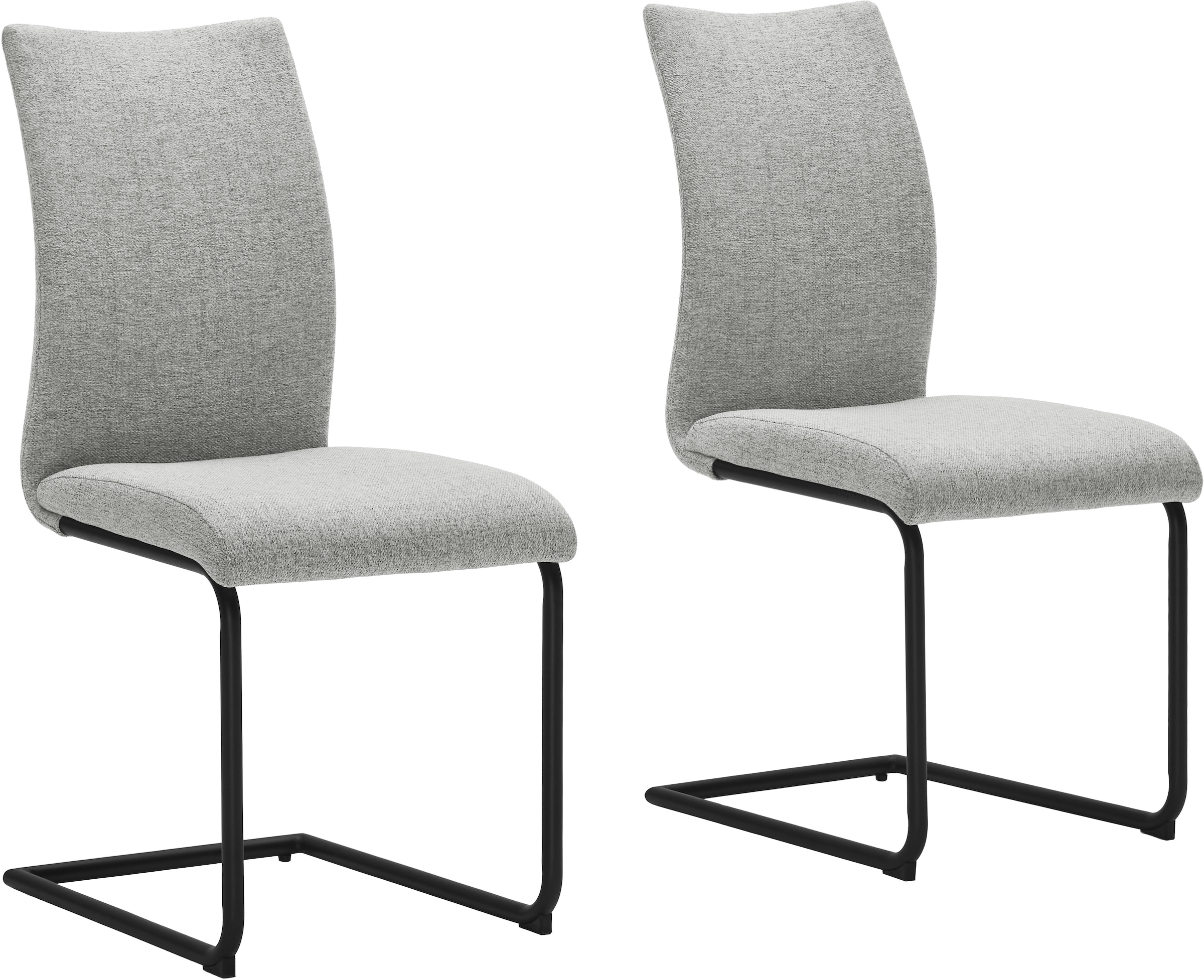 OTTO home Essgruppe »Stevian« Set, Ausziehbarer Esstisch + Bank + 2 Stühle, 4 Stk. tlg. Holz, Strukturstoffbezug, Freischwingerstühle, gesteppten Bänken