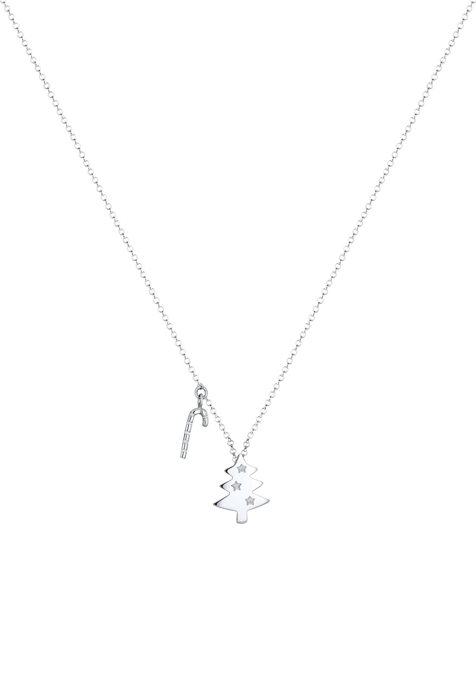 Elli Kette mit Anhänger »Halskette Weihnachtsbaum Zuckerstange 925 Sterling Silber«