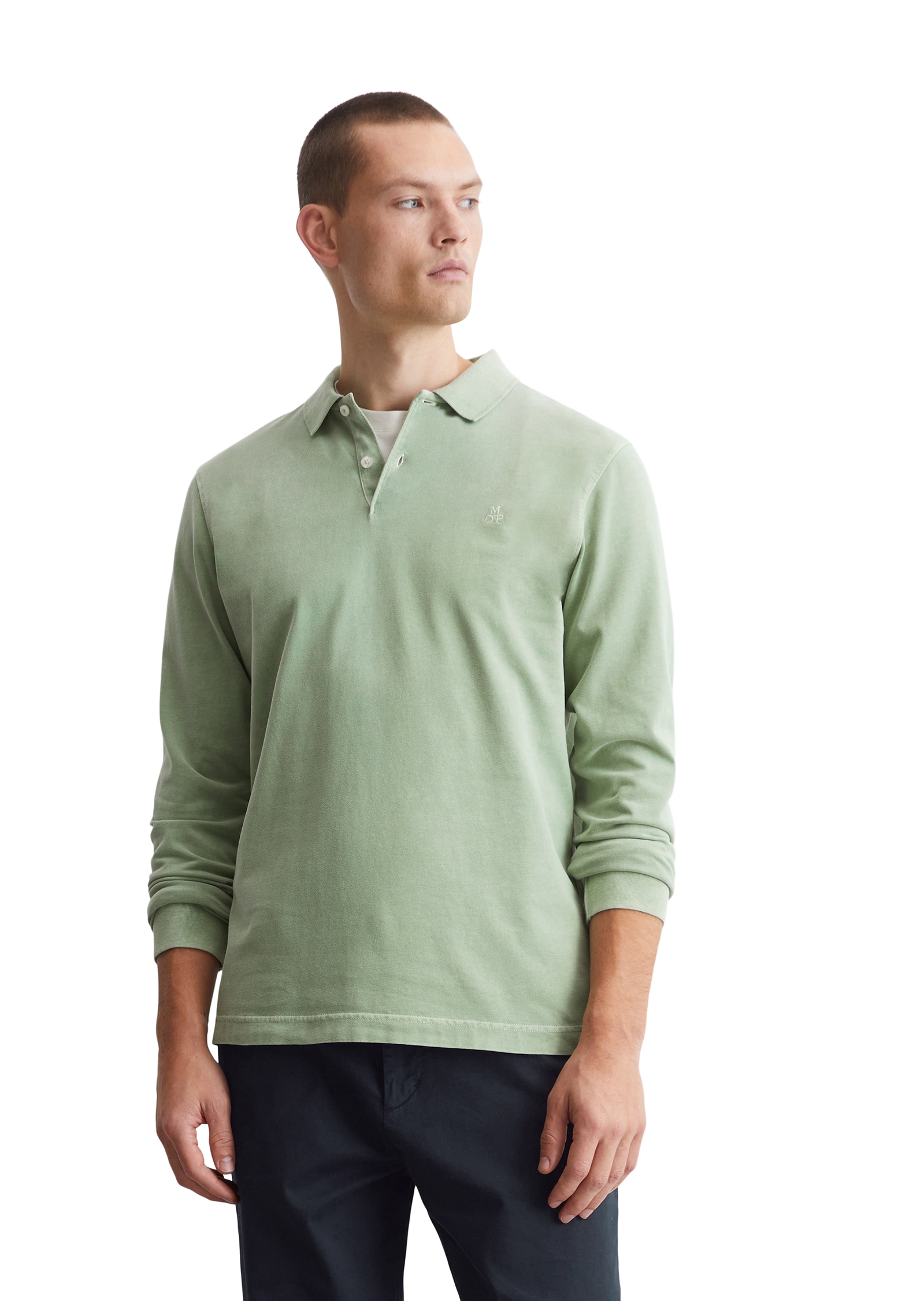 Marc O'Polo Langarm-Poloshirt, im Washed-Look