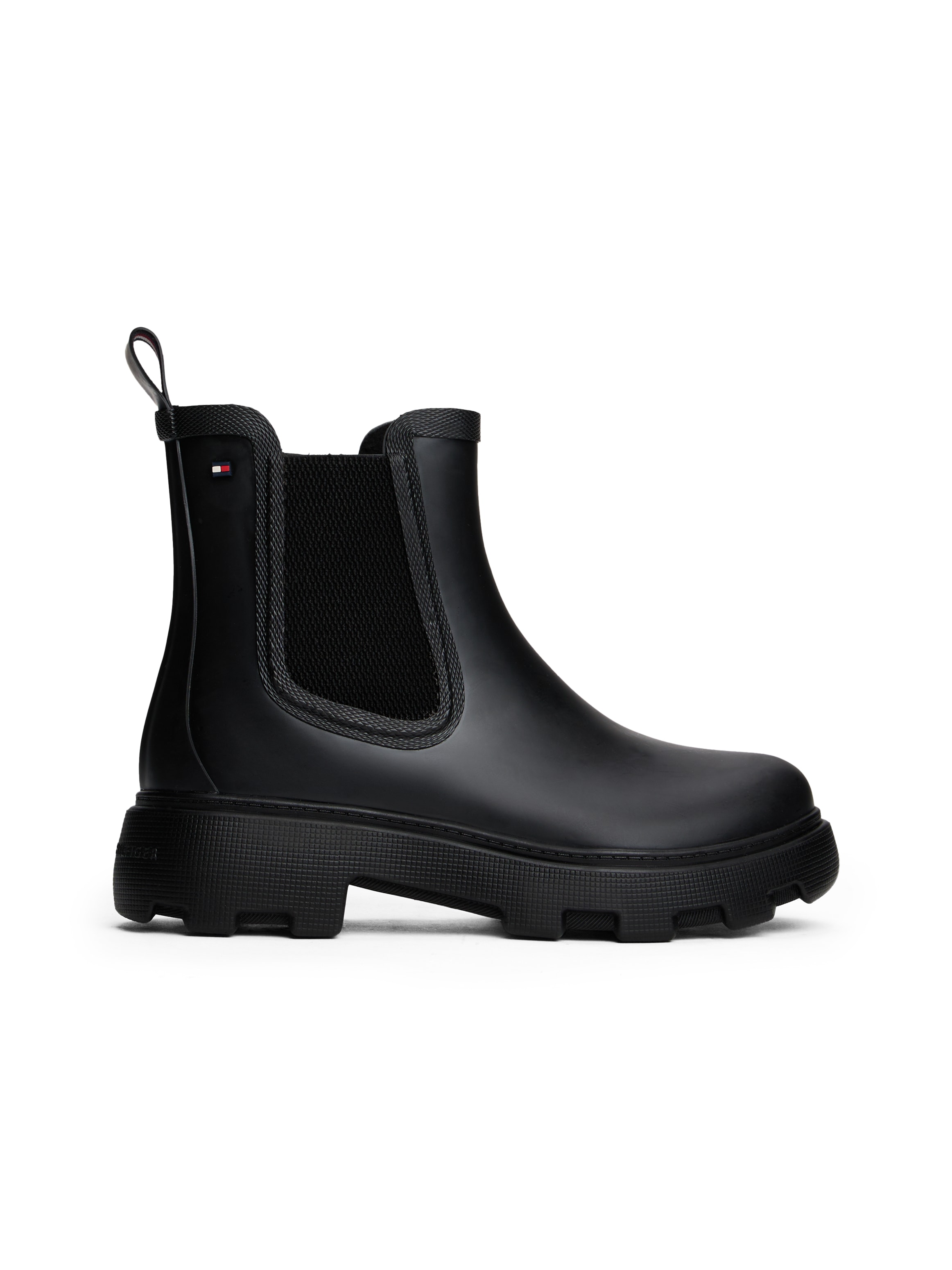 Tommy Hilfiger Chelseaboots »FLAG ANKLE RAINBOOT WARM LINING«, Blockabsatz, Rainboots, Stiefelette mit Flaggen-Stickerei