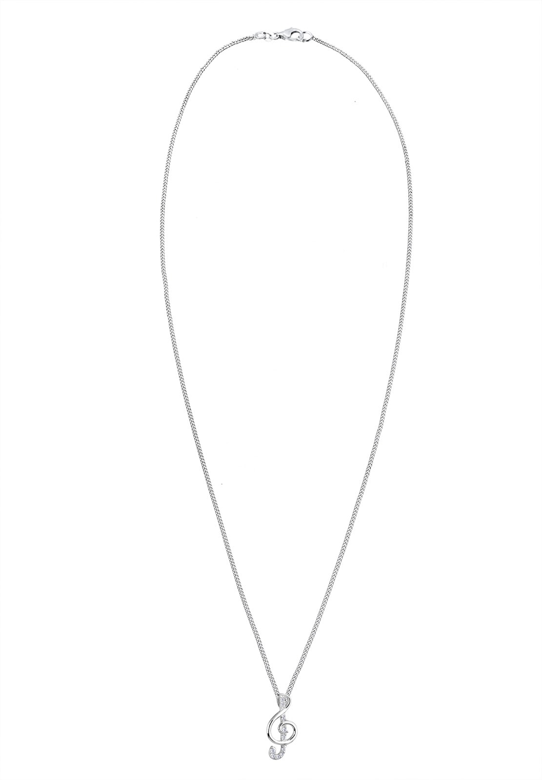 Elli Silberkette »Halskette Notenschlüssel Zirkonia Weiß 925 Sterling Silber«