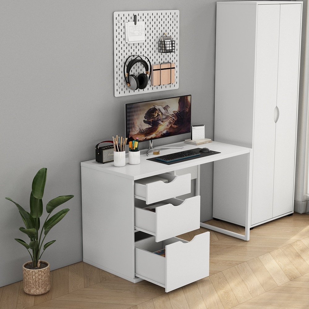 OTTO home Schreibtisch Set,  mit Schubladen, im modernen skandinavischen Design, Breite 120 cm