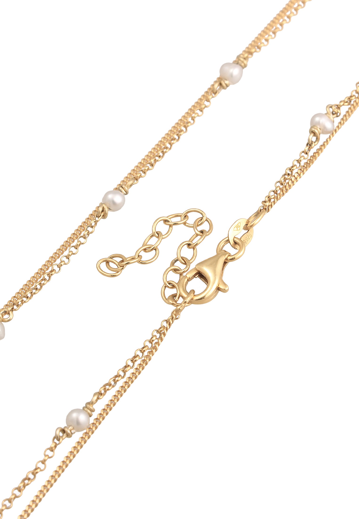 Elli Silberkette »Halskette Choker Layer Süßwasserperlen Herz 925 Silber«