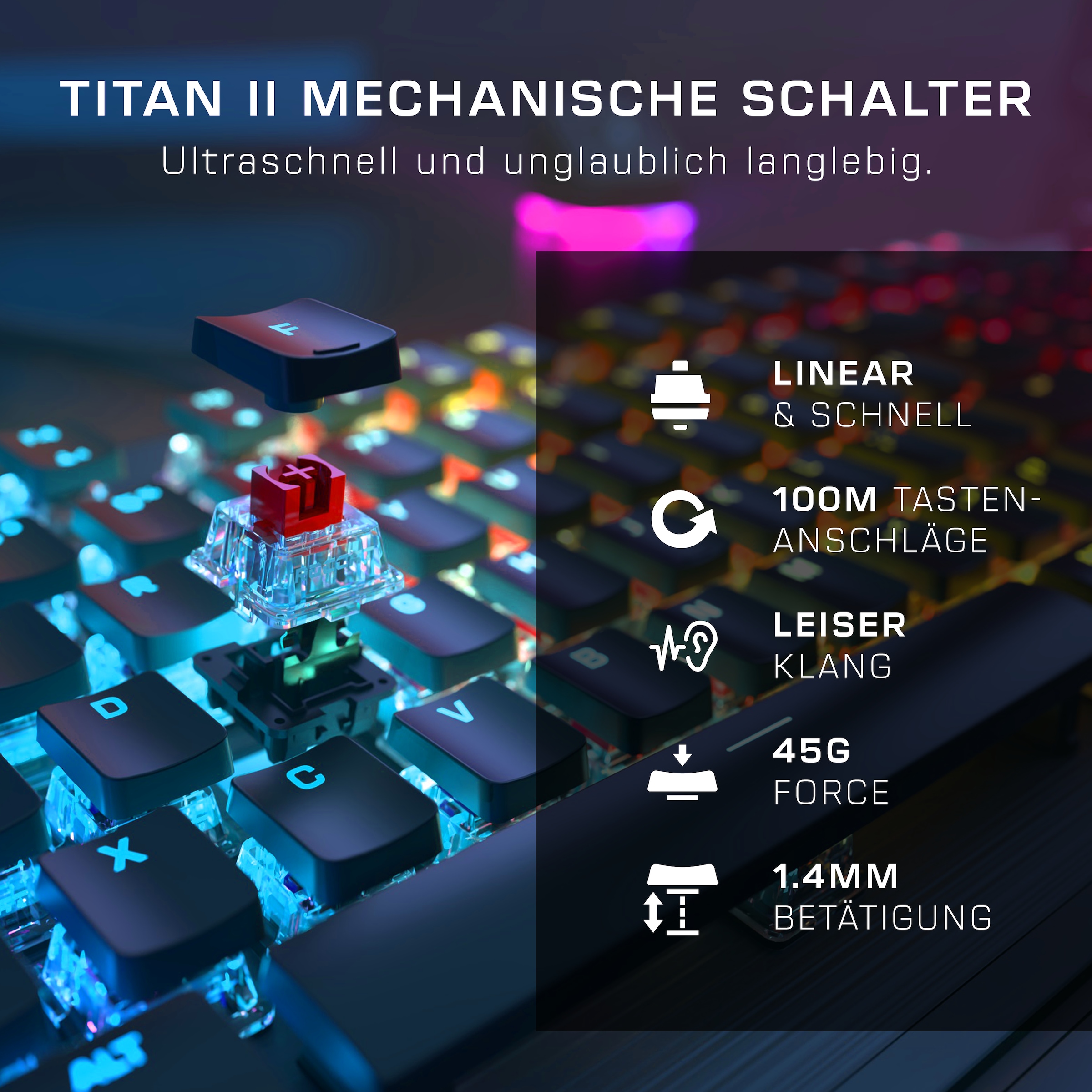 Turtle Beach Gaming-Tastatur »Vulcan II, Linear«, (Lautstärkeregler-Funktionstasten-Profil-Speicher-Ziffernblock-verstellbare Füße-Handgelenkauflage), Linear