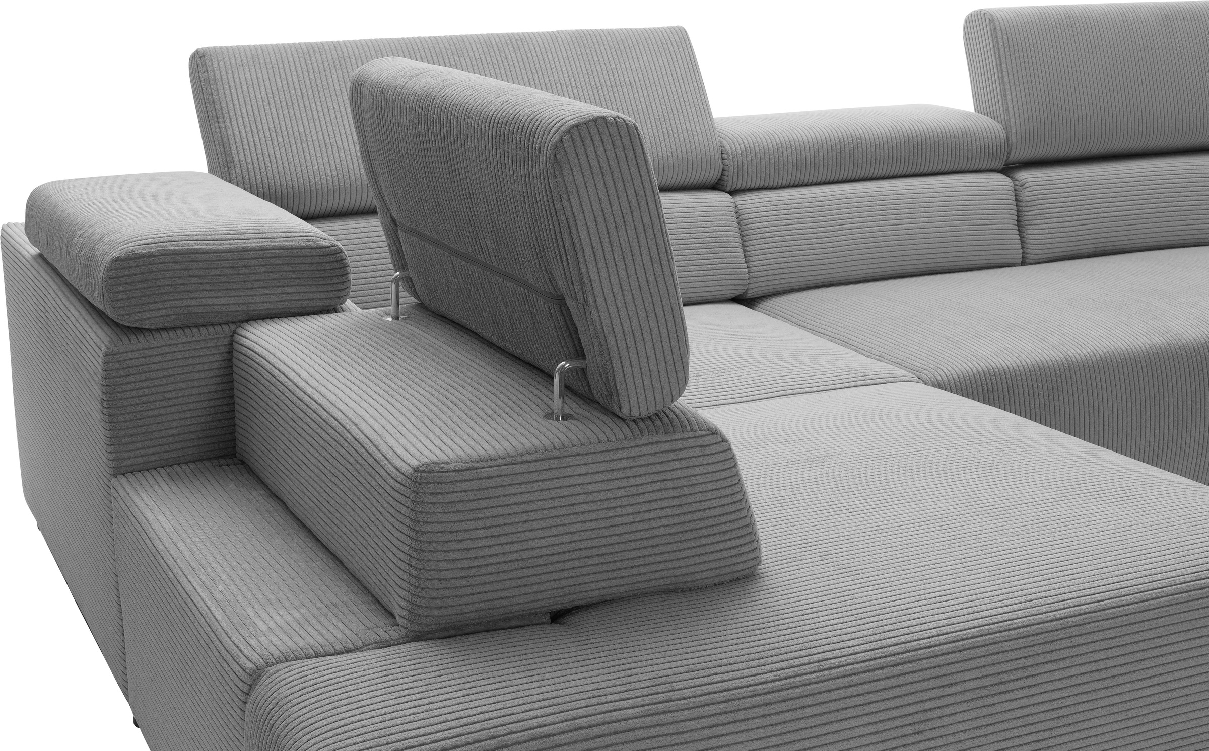 exxpo - sofa fashion Ecksofa »VITTORIO mit Komfortfunktionen, bequem und modern, Cord, L-Form«, inkl. Kopfteil- und Sitztiefenverstellung, wahlweise mit Bettfunktion