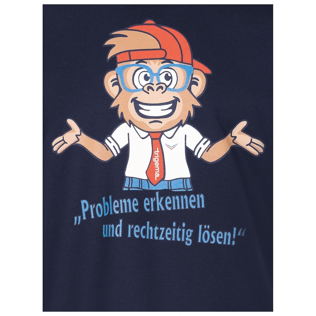 Trigema T-Shirt »TRIGEMA Spruch Shirt mit lustigem Affen-Print«, (1 tlg.)
