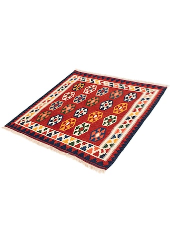 Wollteppich »Kelim - Oriental quadratisch - 96 x 95 cm - dunkelrot«, quadratisch