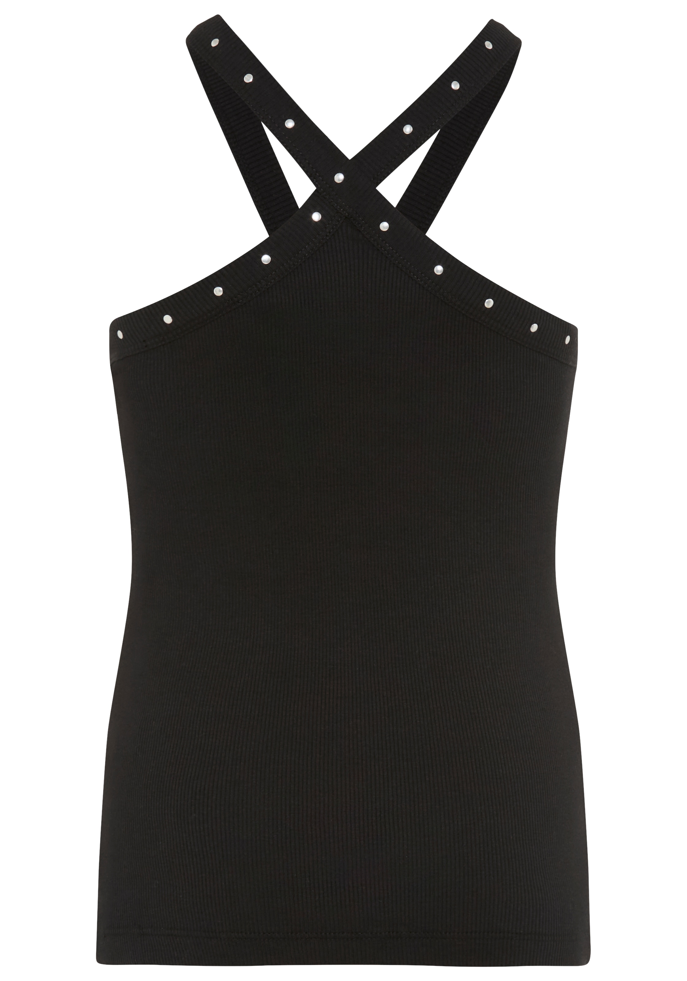 Bruno Banani T-Shirt »Trendiges Top mit Nieten für Mädchen« ärmellos, asymmetrischer Ausschnitt, für Mädchen, aus Baumwolle