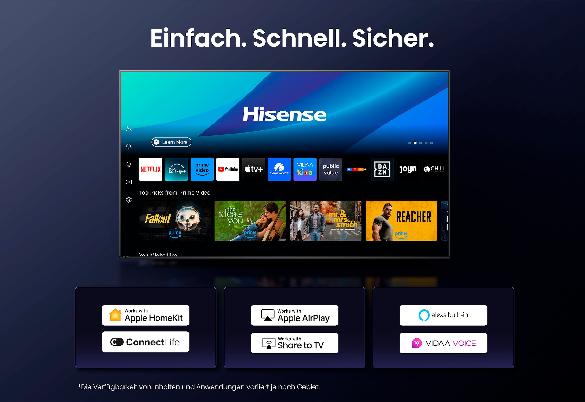 Hisense QLED-Fernseher »43E77Q PRO«, 4K Ultra HD, Smart-TV, 4K UHD QLED