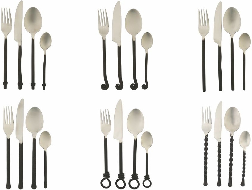 Villa d'Este Besteck-Set »Materia Black«, (Set, 24 tlg.), Essbesteck-Set, poliert