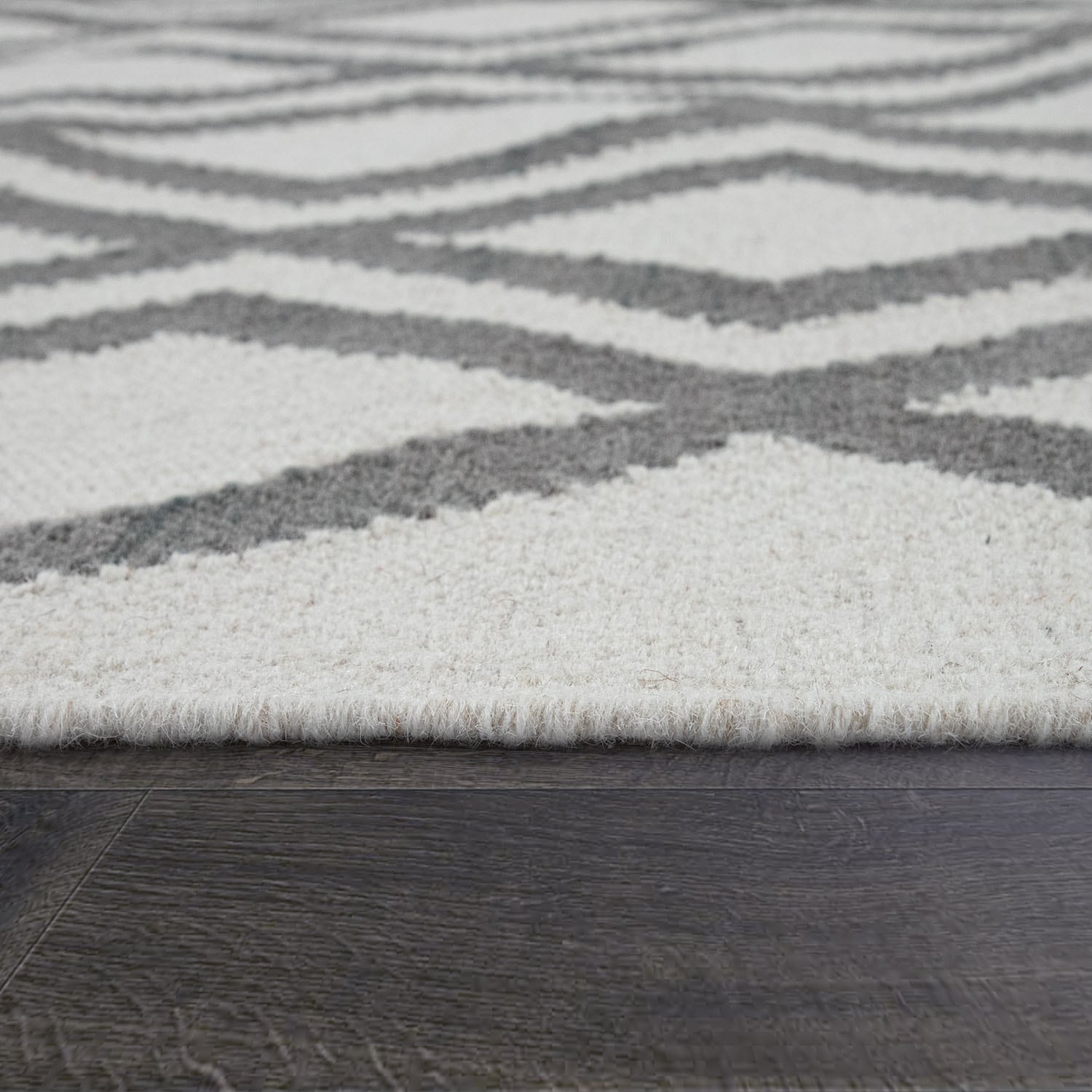 Paco Home Wollteppich »Kenitra 502«, rechteckig, 12 mm Höhe, Flachgewebe, reine Wolle, handgewebt, Rauten Design, mit Fransen