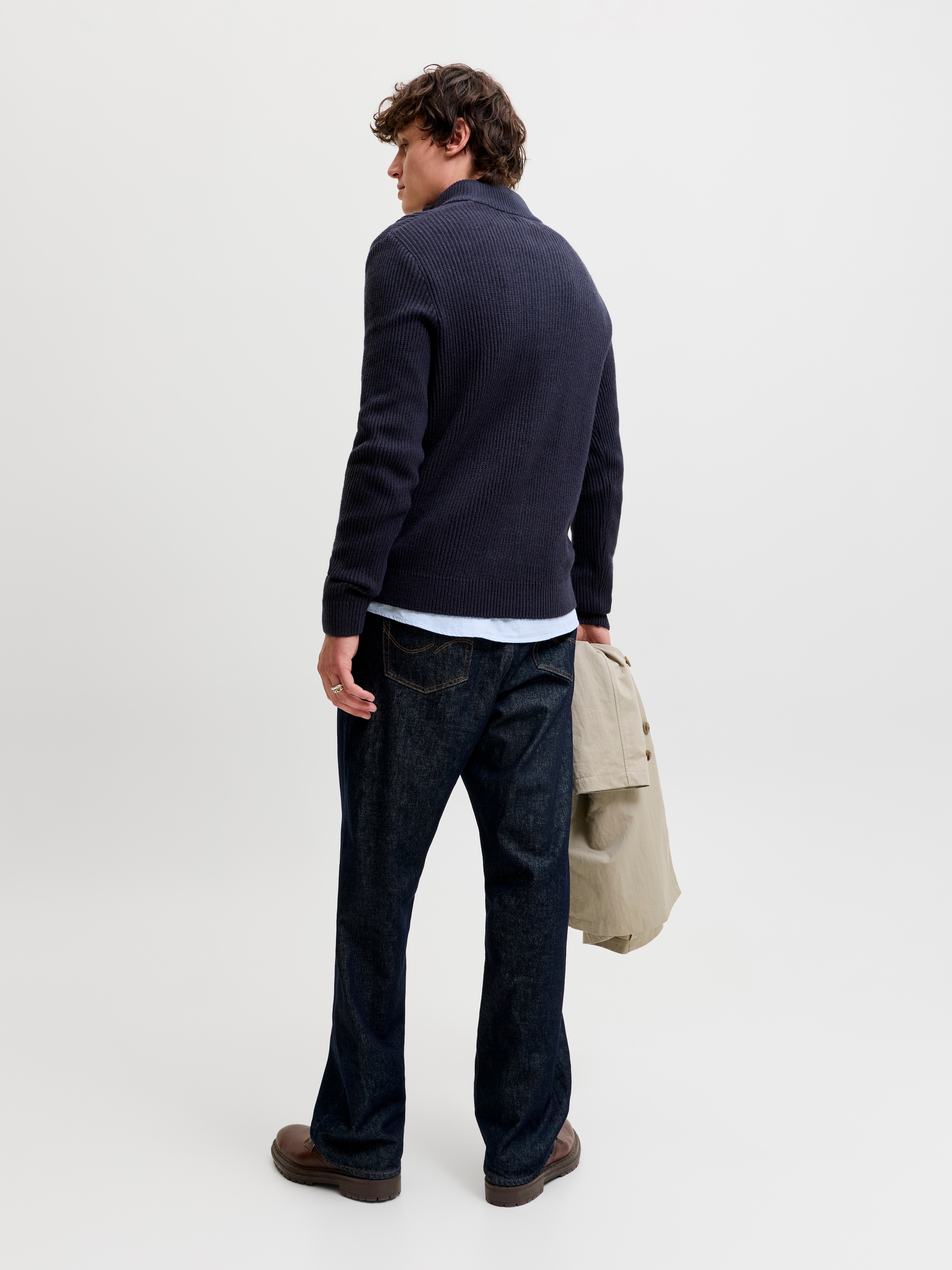 Jack & Jones Troyer »JJPANNEL KNIT HALF ZIP AW26« Materialmix, regular fit