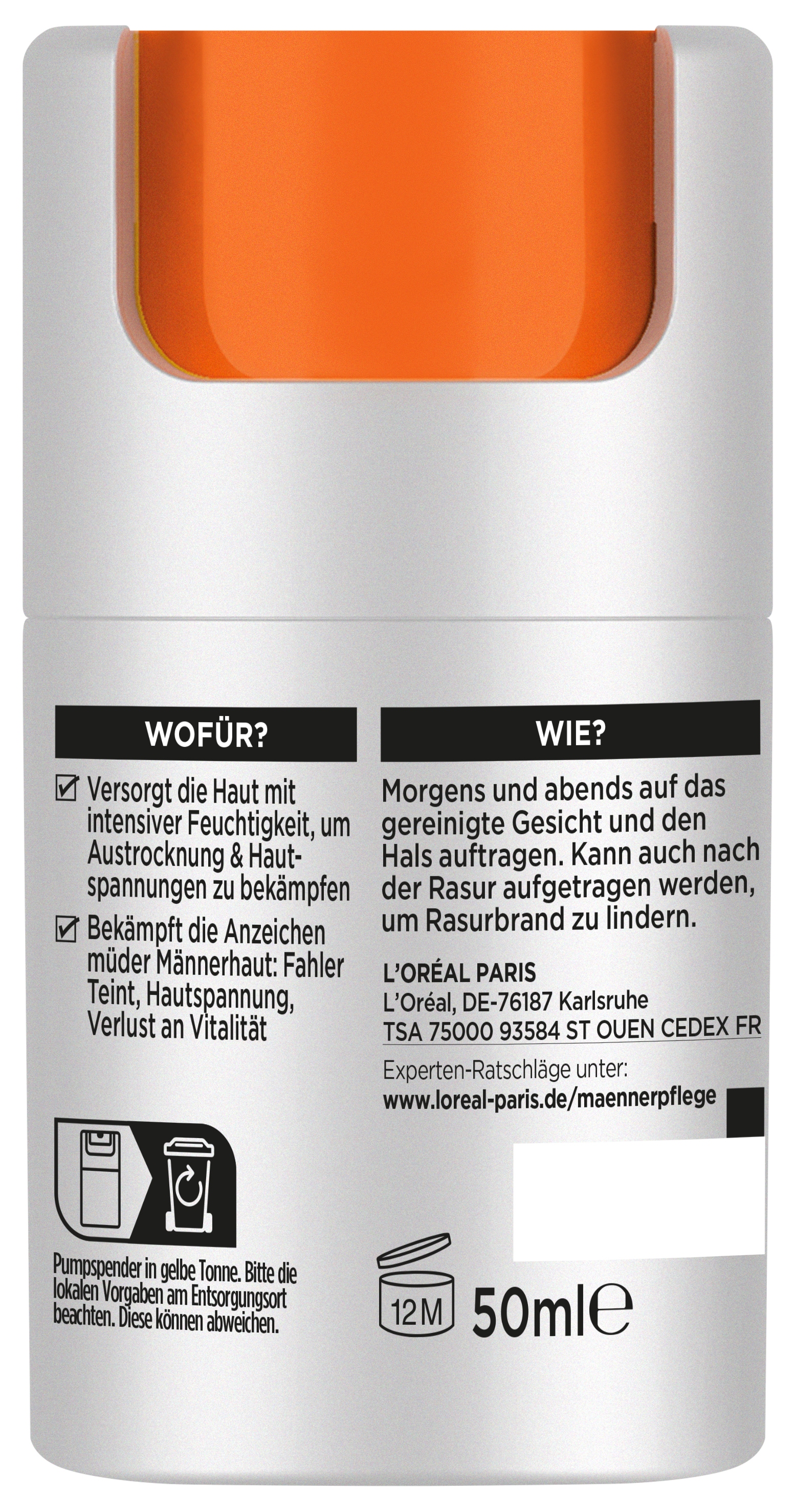 L'ORÉAL PARIS MEN EXPERT Gesichtsgel »Comfort Max Feuchtigkeitspflege« für trockene Haut, feuchtigkeitsspendend, nicht klebend