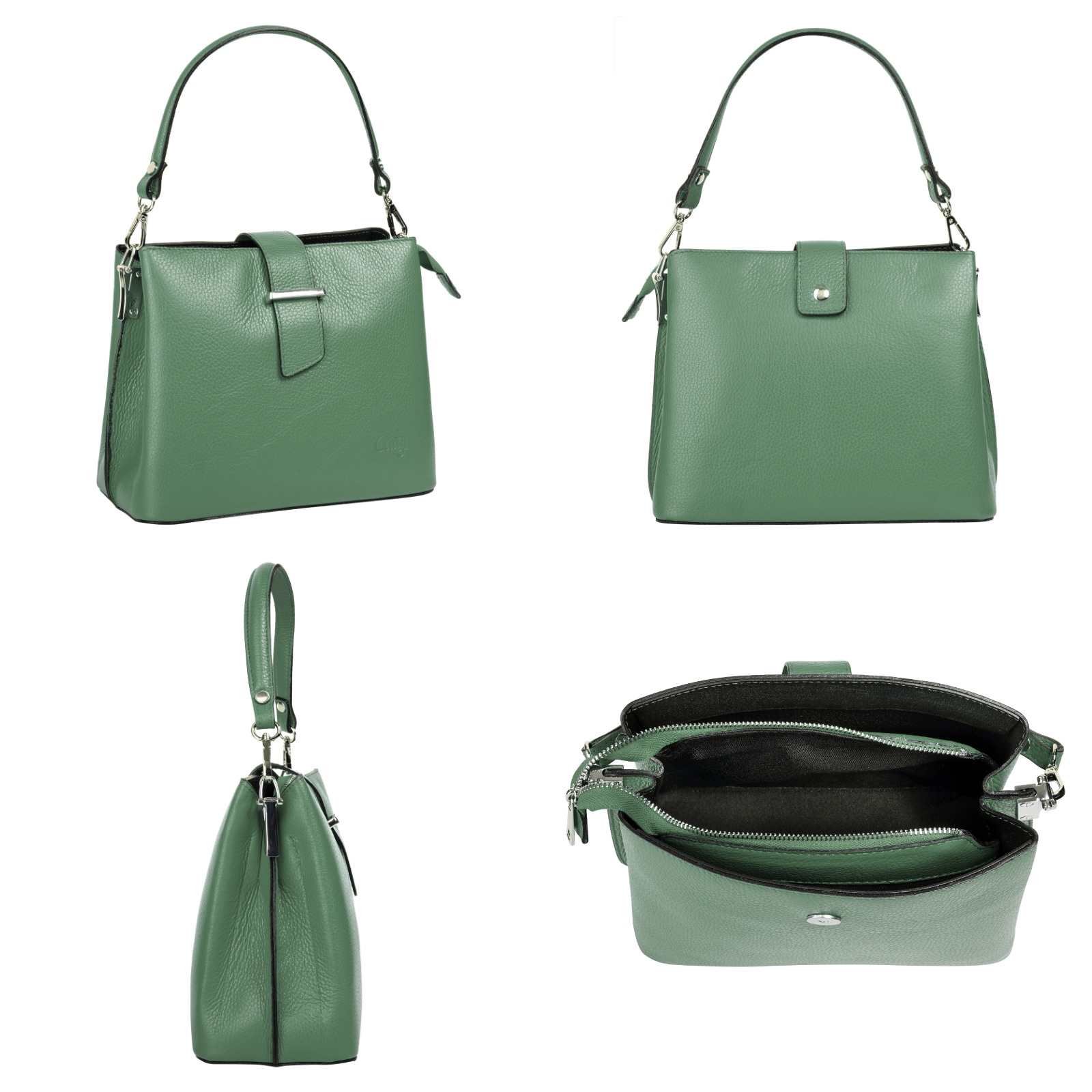 Cluty Henkeltasche, echt Leder, Made in Italy