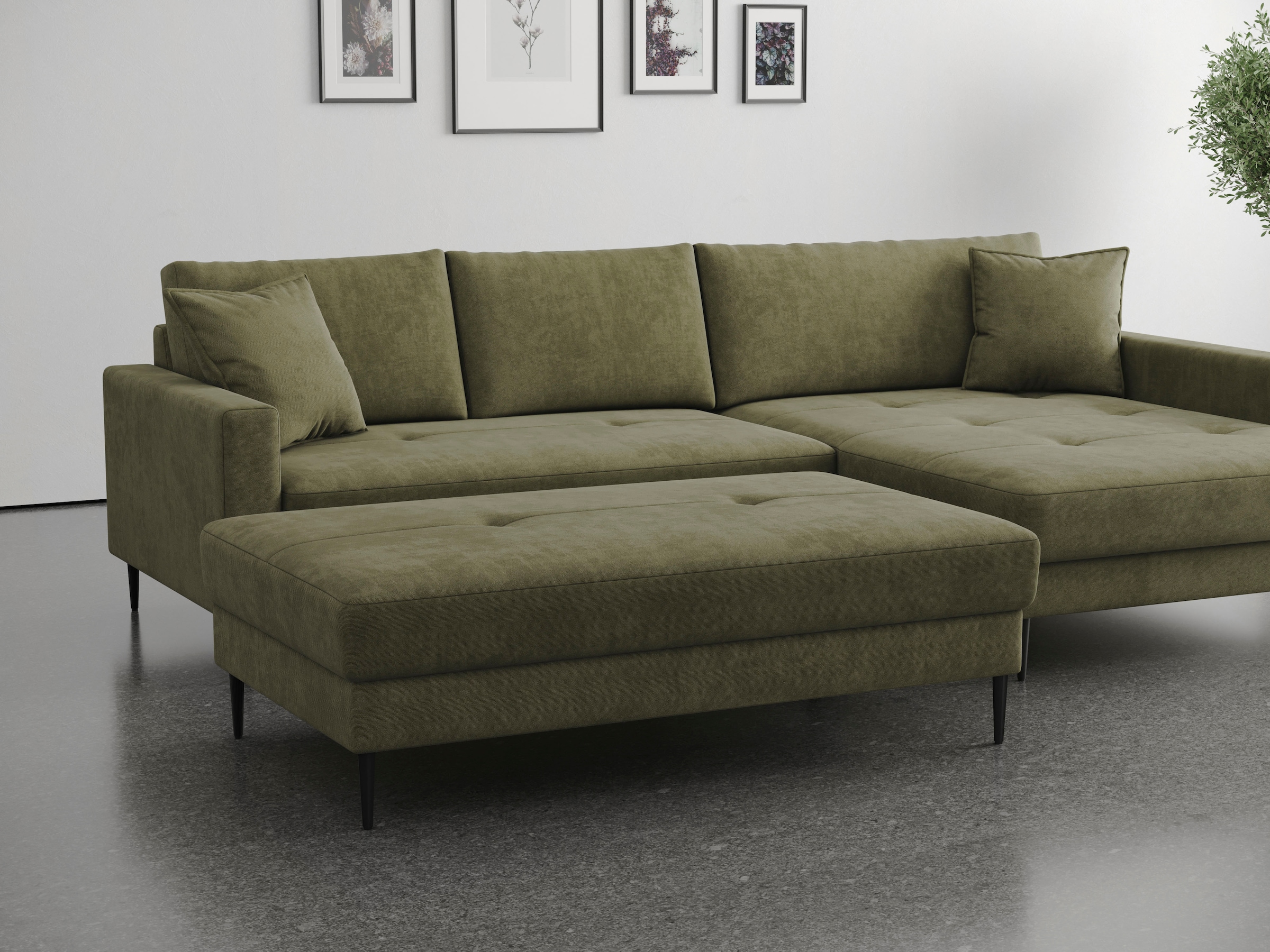 OTTO home Hocker »Summer B: 142cm, in Cord & Struktur erhältlich« schwarze Metallfüße