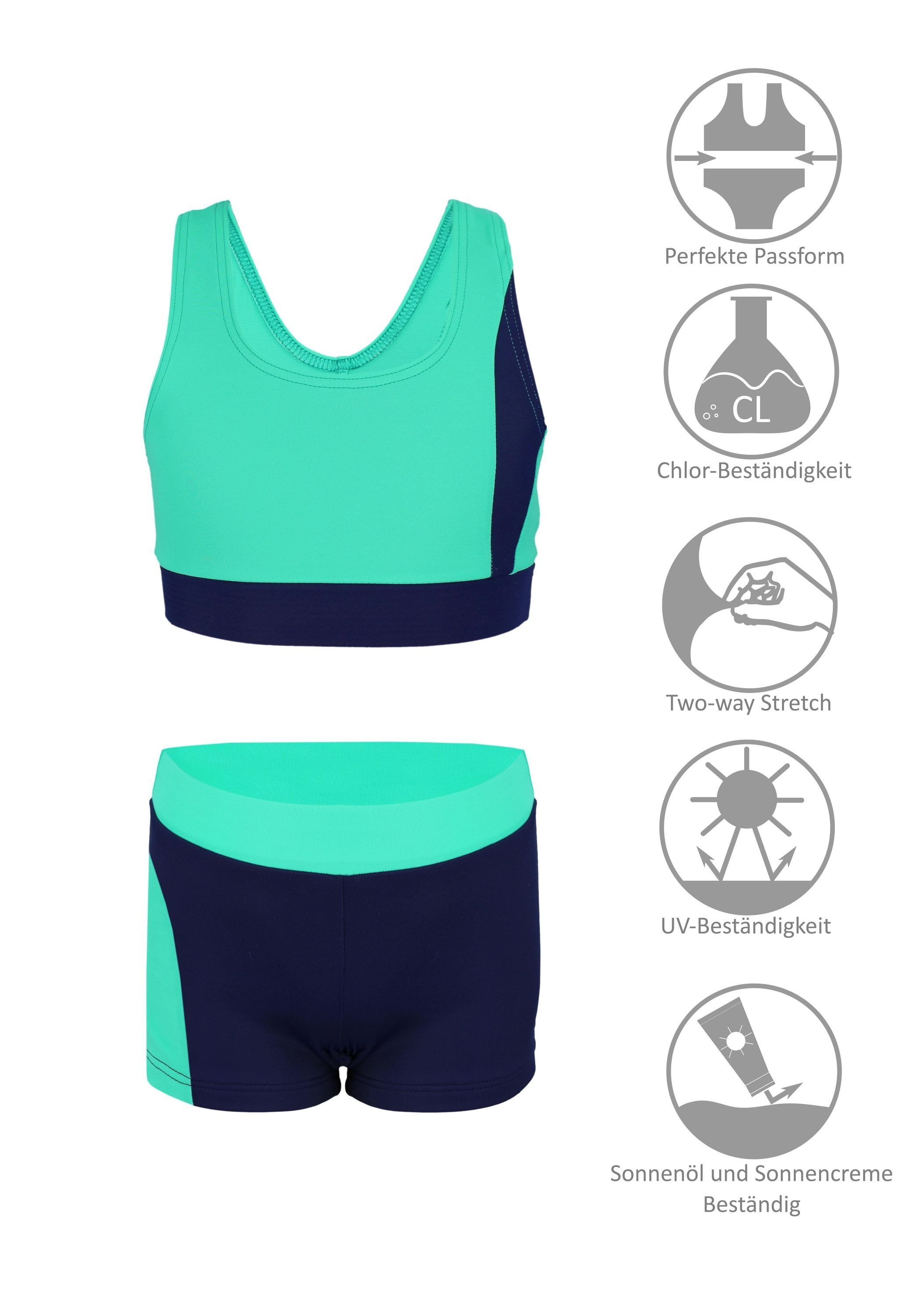 AQUARTI Bustier-Bikini »Badeanzug Mädchen Sport Bikini - Racerback Bustier & Badehose«