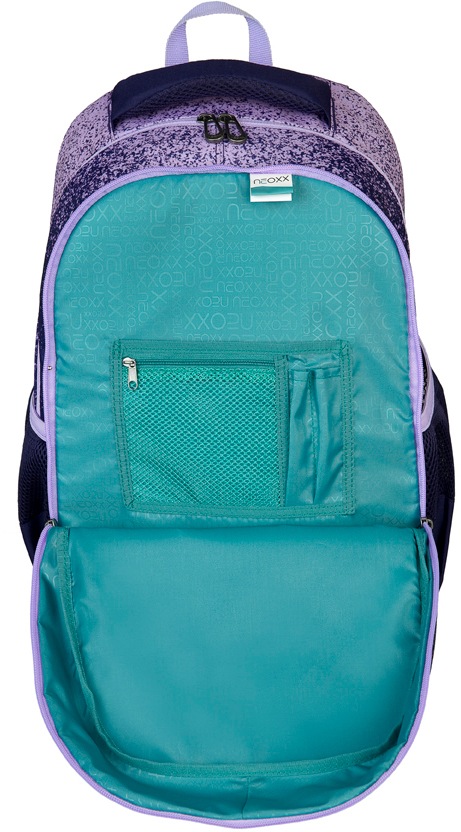 neoxx Schulrucksack »Fly, Glitterally perfect«, Reflektionsnaht, aus recycelten PET-Flaschen