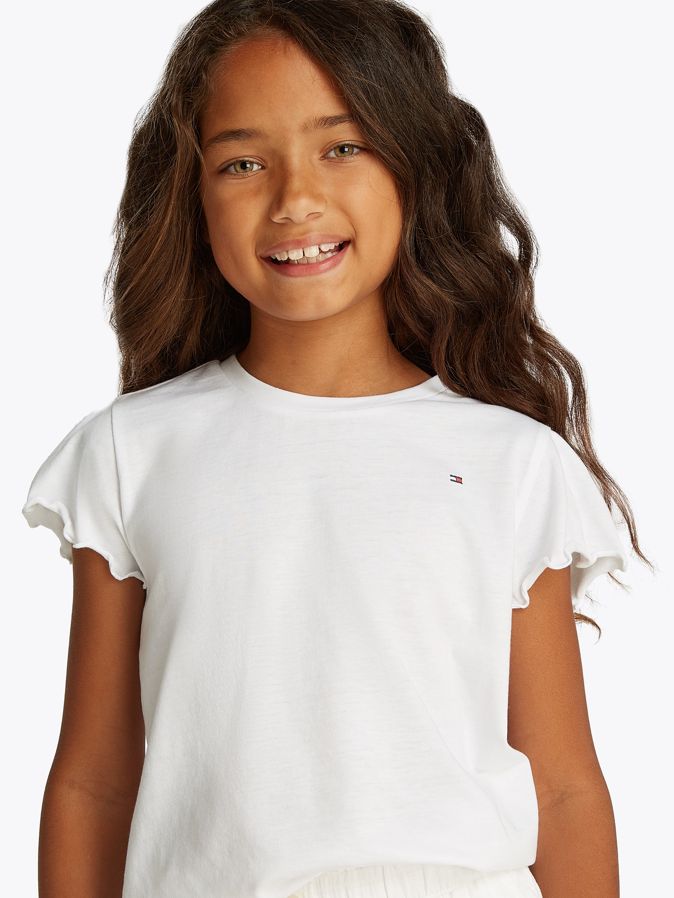 Tommy Hilfiger T-Shirt »ESSENTIAL RUFFLE SLEEVE TOP«, mit gewelltem Ärmelabschluss