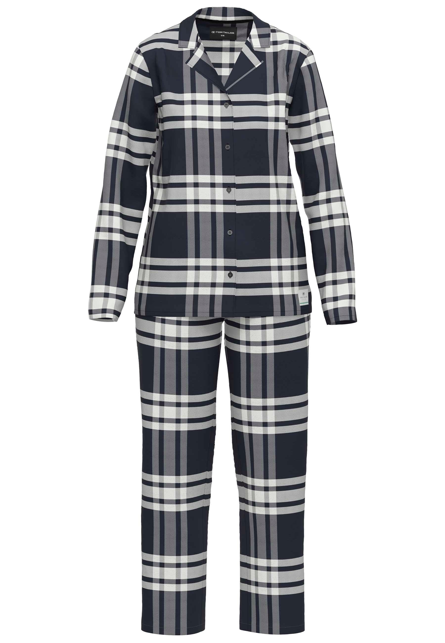 TOM TAILOR Schlafanzug »Xanthi« 2 tlg. mit langen Ärmeln, kariert, Knöpfe