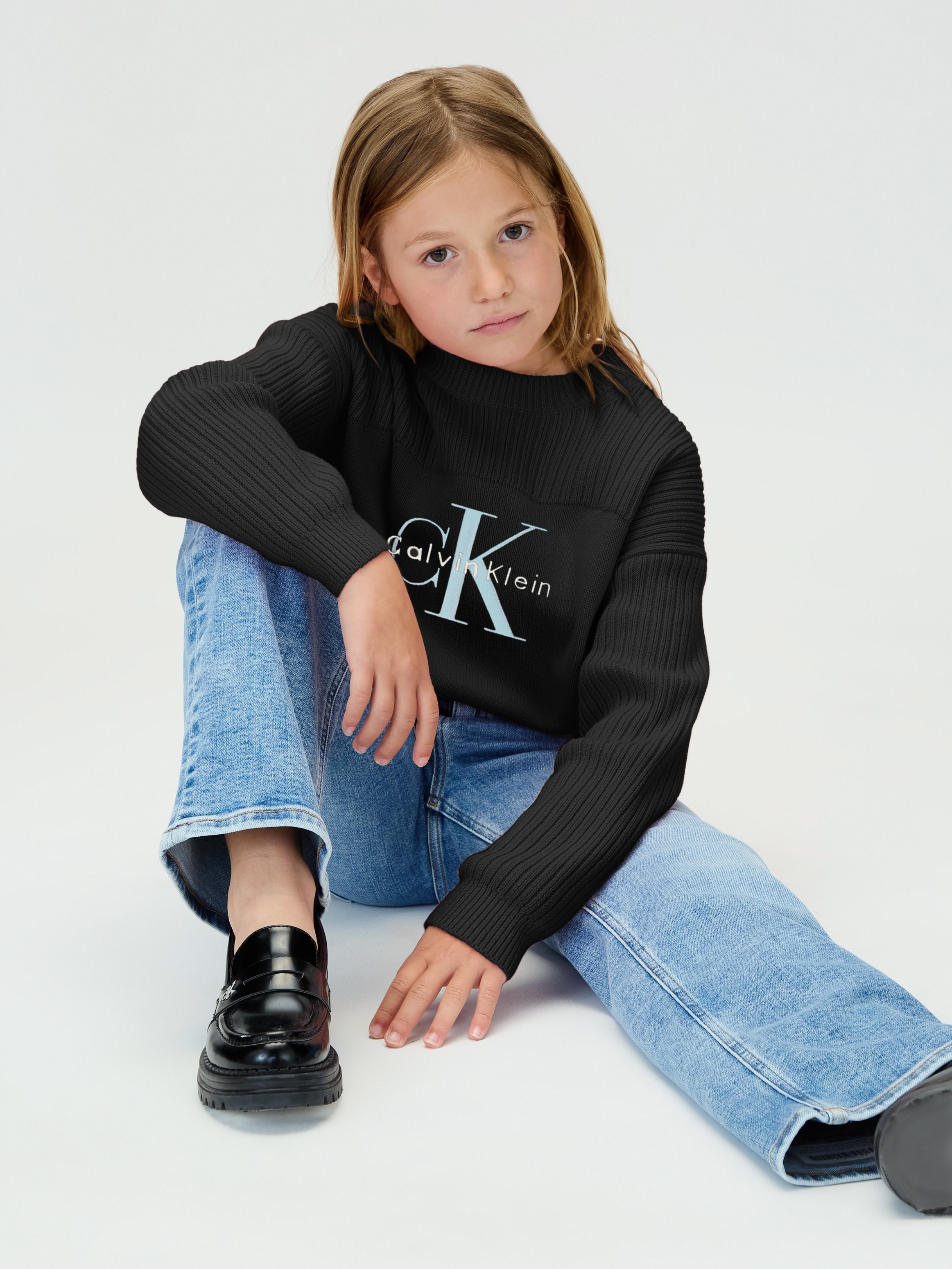 Calvin Klein Jeans Strickpullover »MONOLOGO CN SWEATER«, für Kinder bis 16 Jahre, Logo-Stickerei