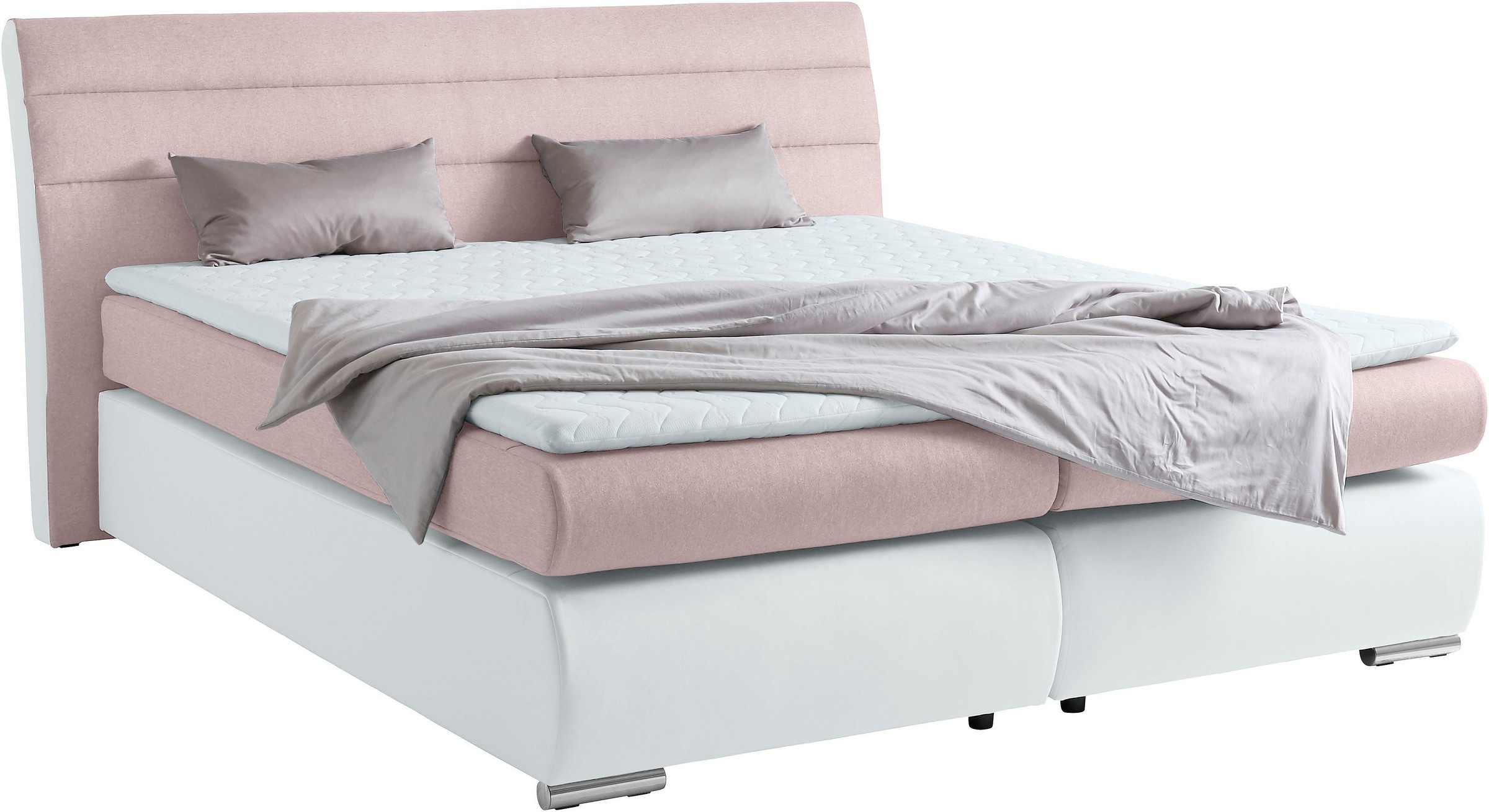 Places of Style Boxspringbett »Luna«, in Struktur-/Kunstleder-Mix, Überlänge 220 cm, bis zu 3 Härtegrade