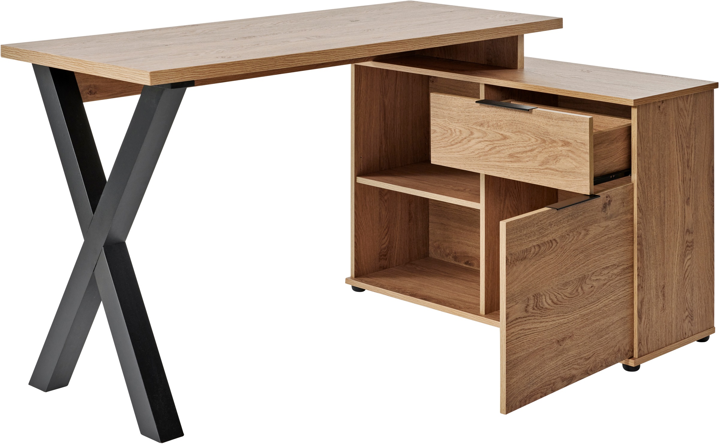 Jahnke Eckschreibtisch »X-CLUB C 40 E«, (1 St.), Eckschreibtisch, wechselseitig montierbar, X-Gestell